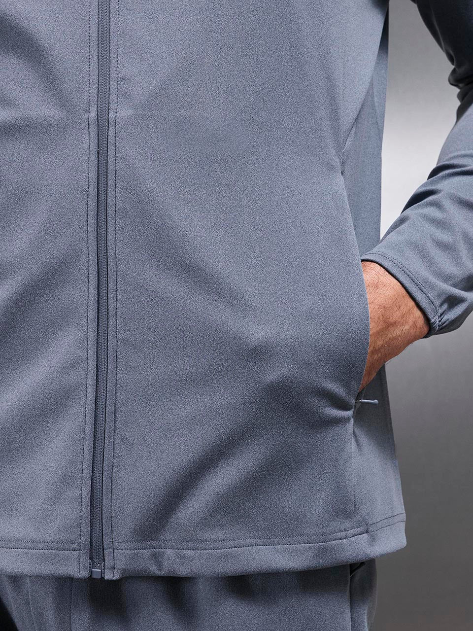 Active Jersey Zip Hoodie in Navy Marl