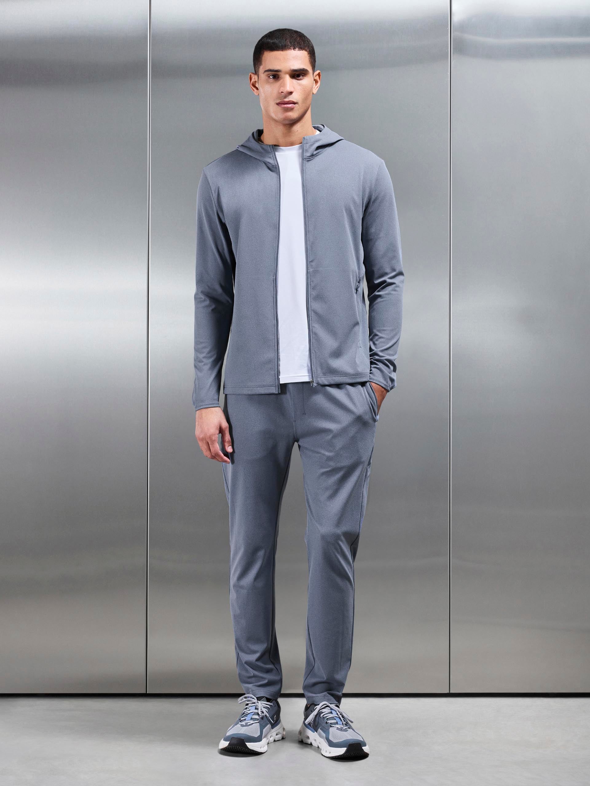 Active Jersey Zip Hoodie in Navy Marl