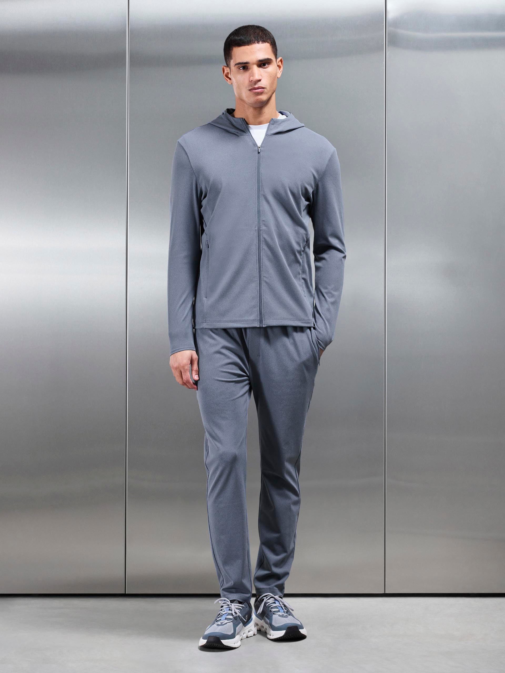 Active Jersey Zip Hoodie in Navy Marl