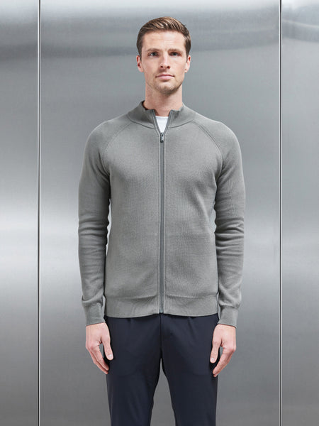 Active Knitted Zip Through Jacket in Sage