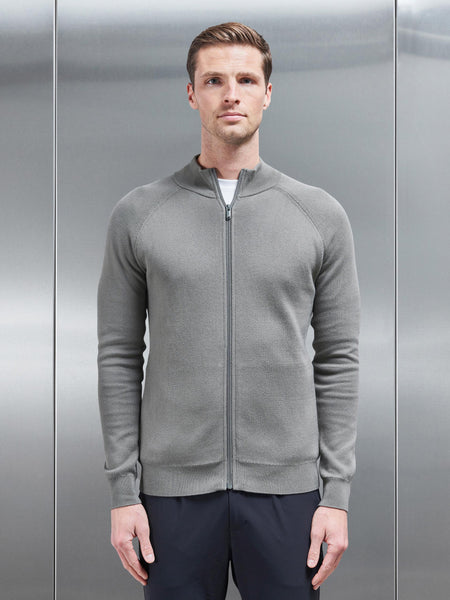 Active Knitted Zip Through Jacket in Sage