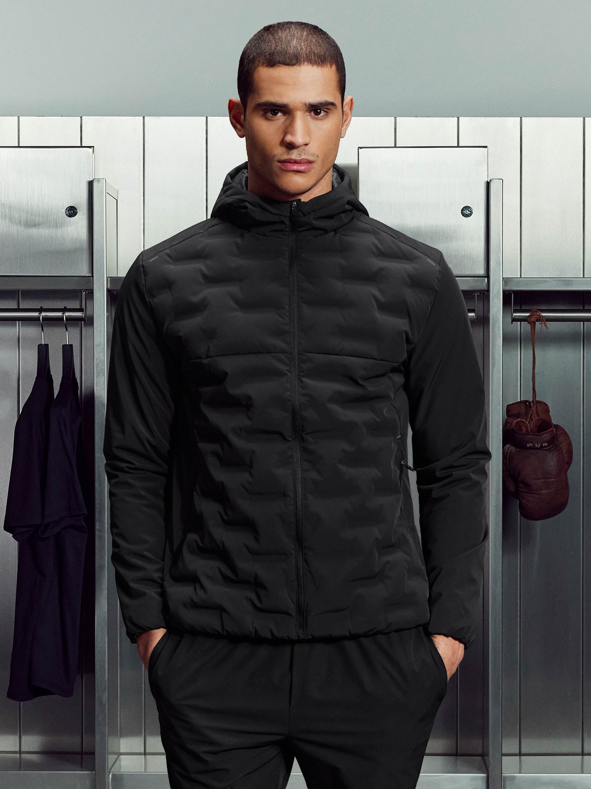 Active Quilted Windbreaker in Black