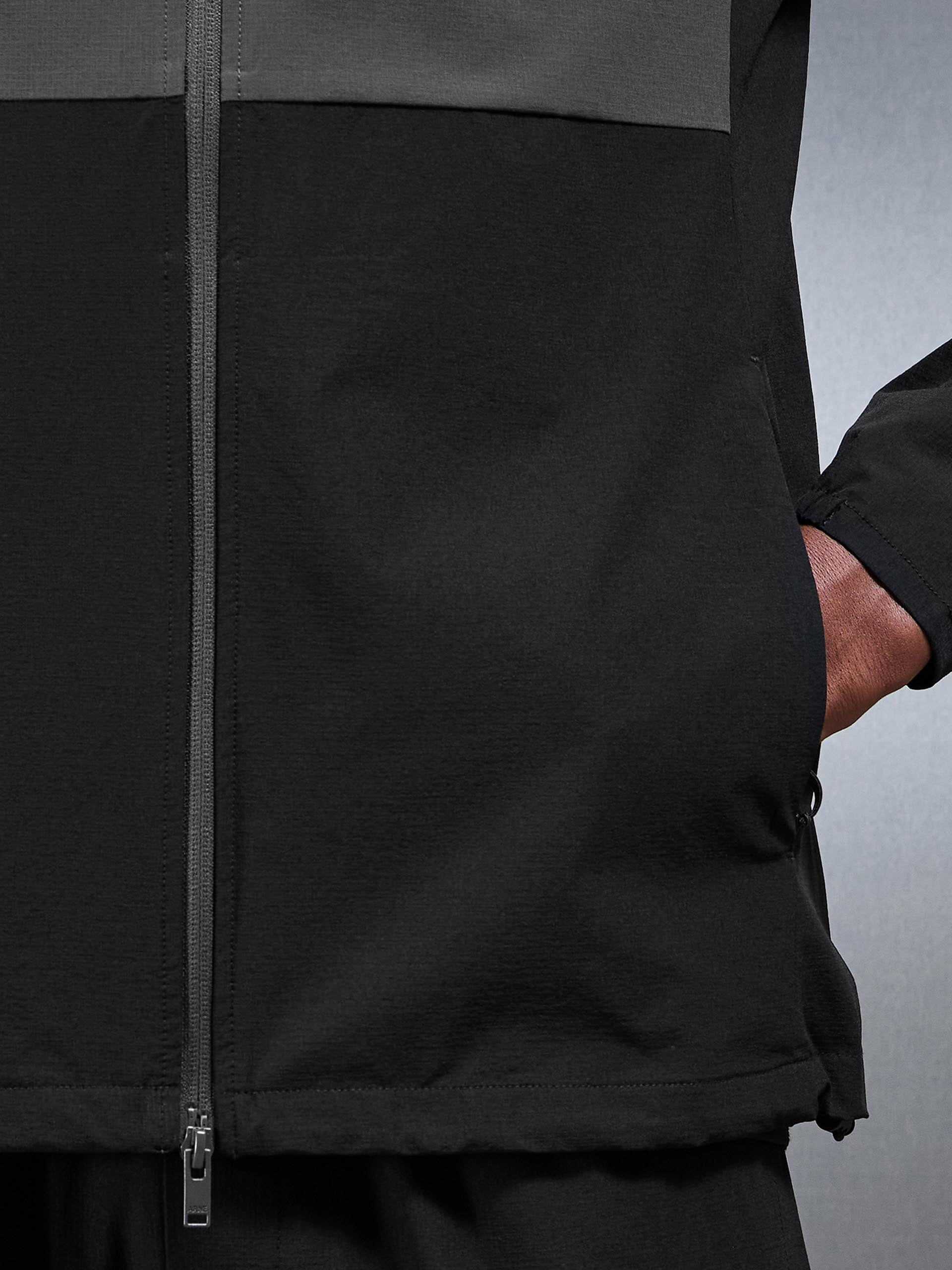 Active Technical Colour Block Windbreaker in Black Grey