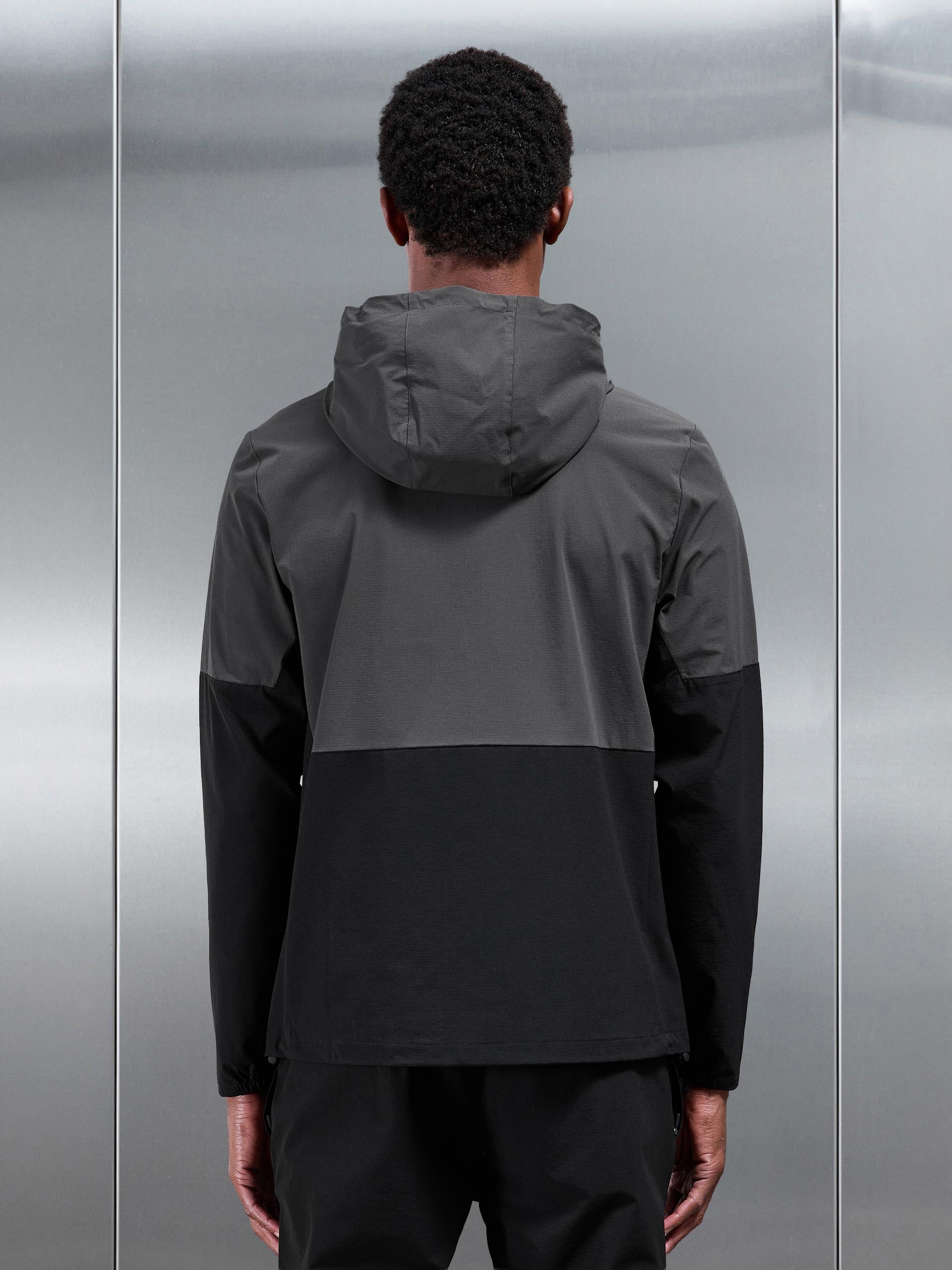 Active Technical Colour Block Windbreaker in Black Grey