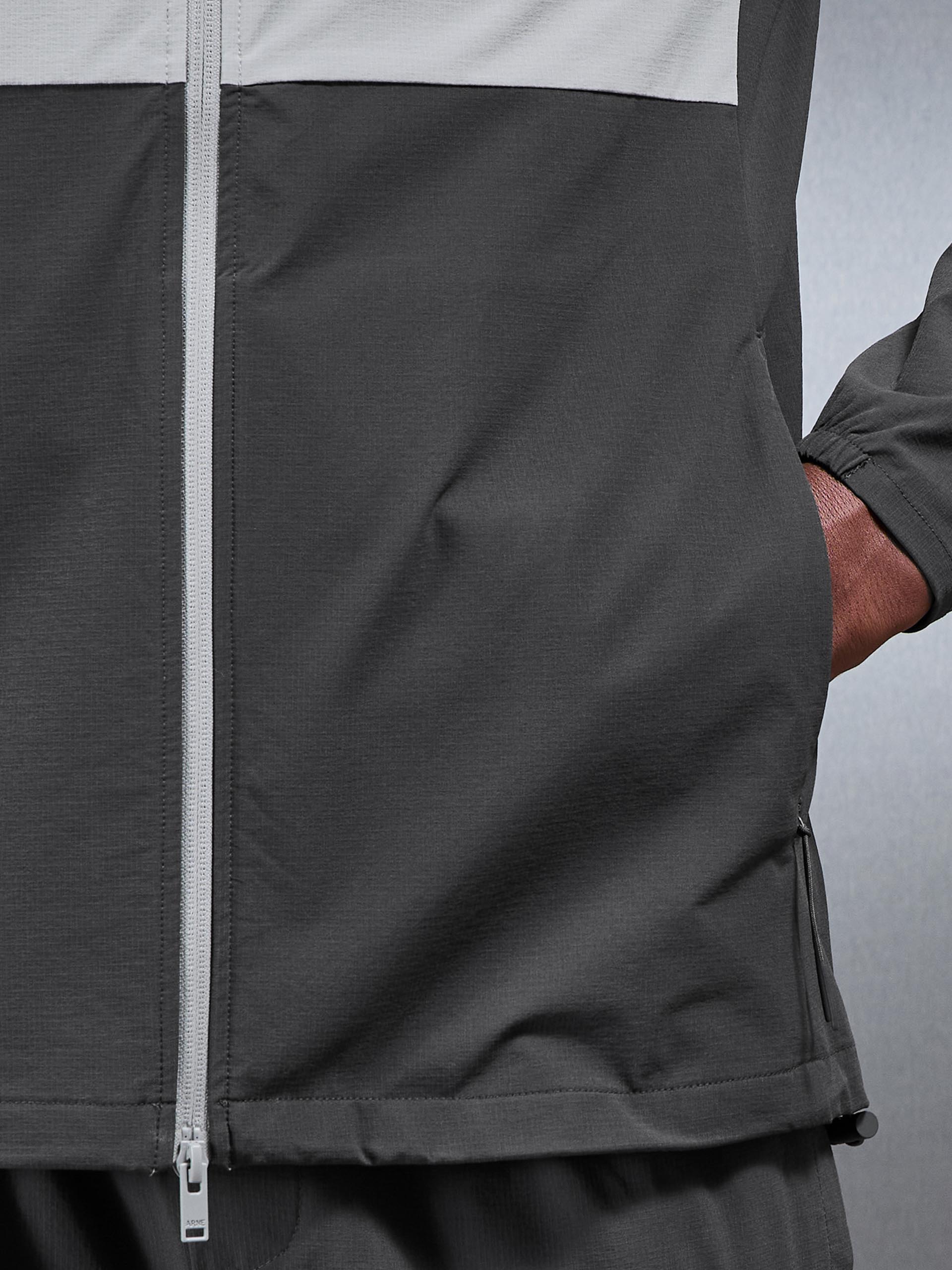 Active Technical Colour Block Windbreaker in Grey Mid Grey