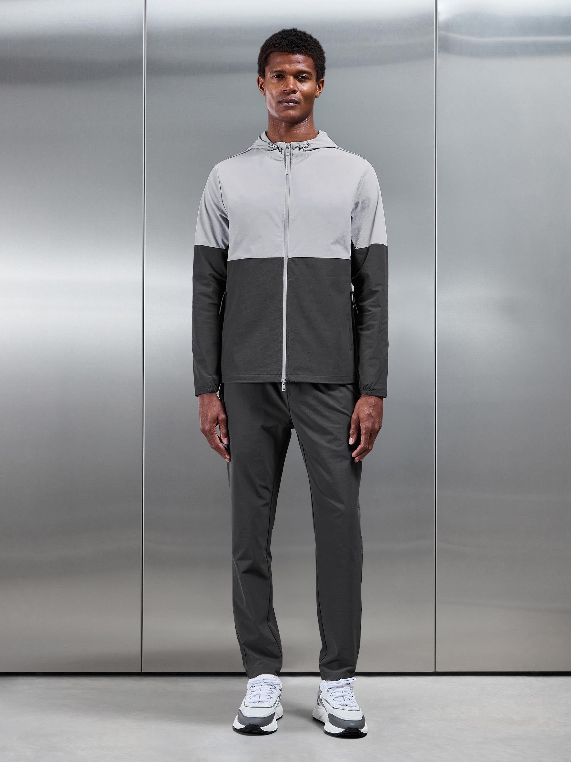 Active Technical Colour Block Windbreaker in Grey Mid Grey