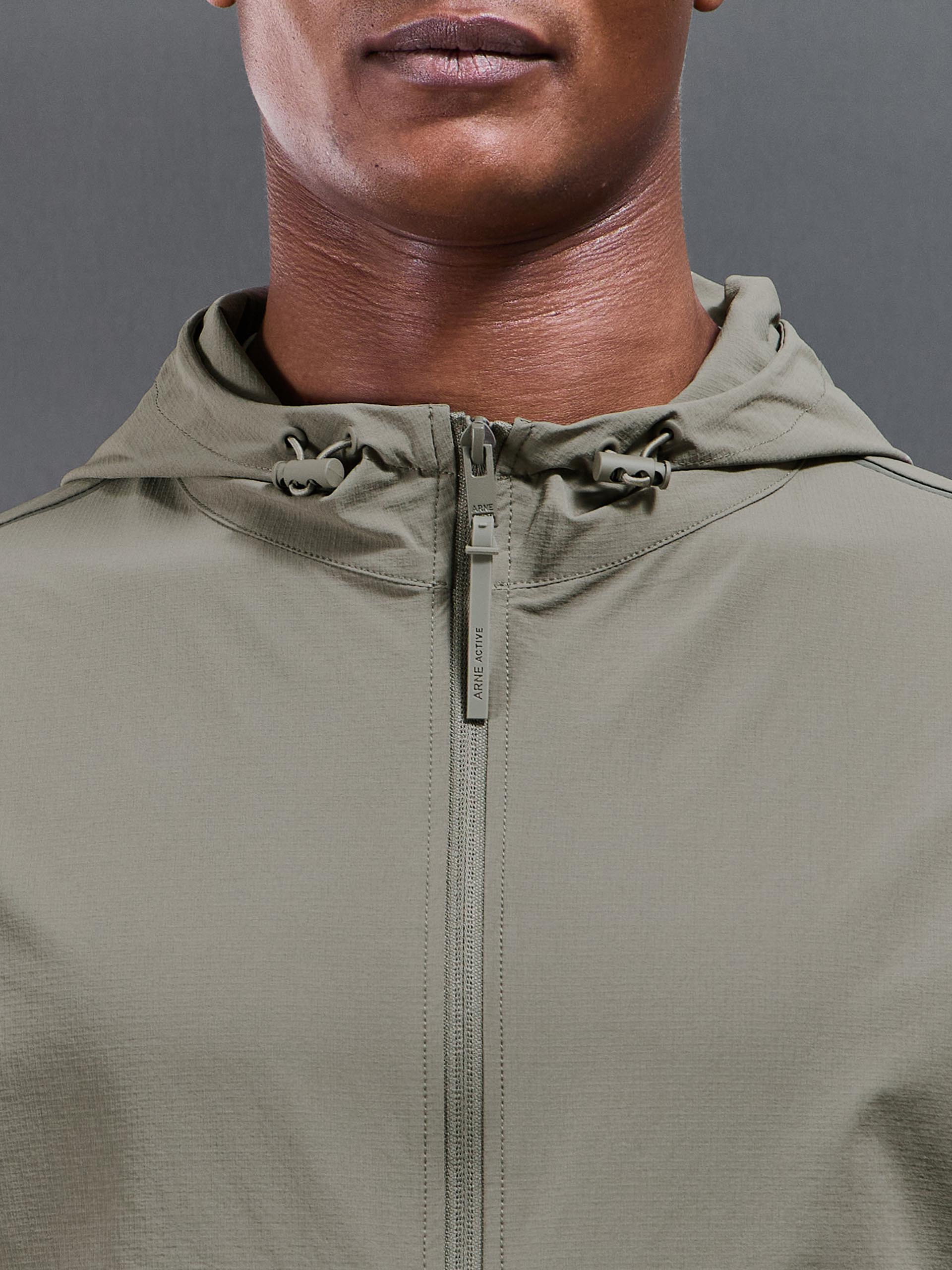 Active Technical Colour Block Windbreaker in Olive Grey