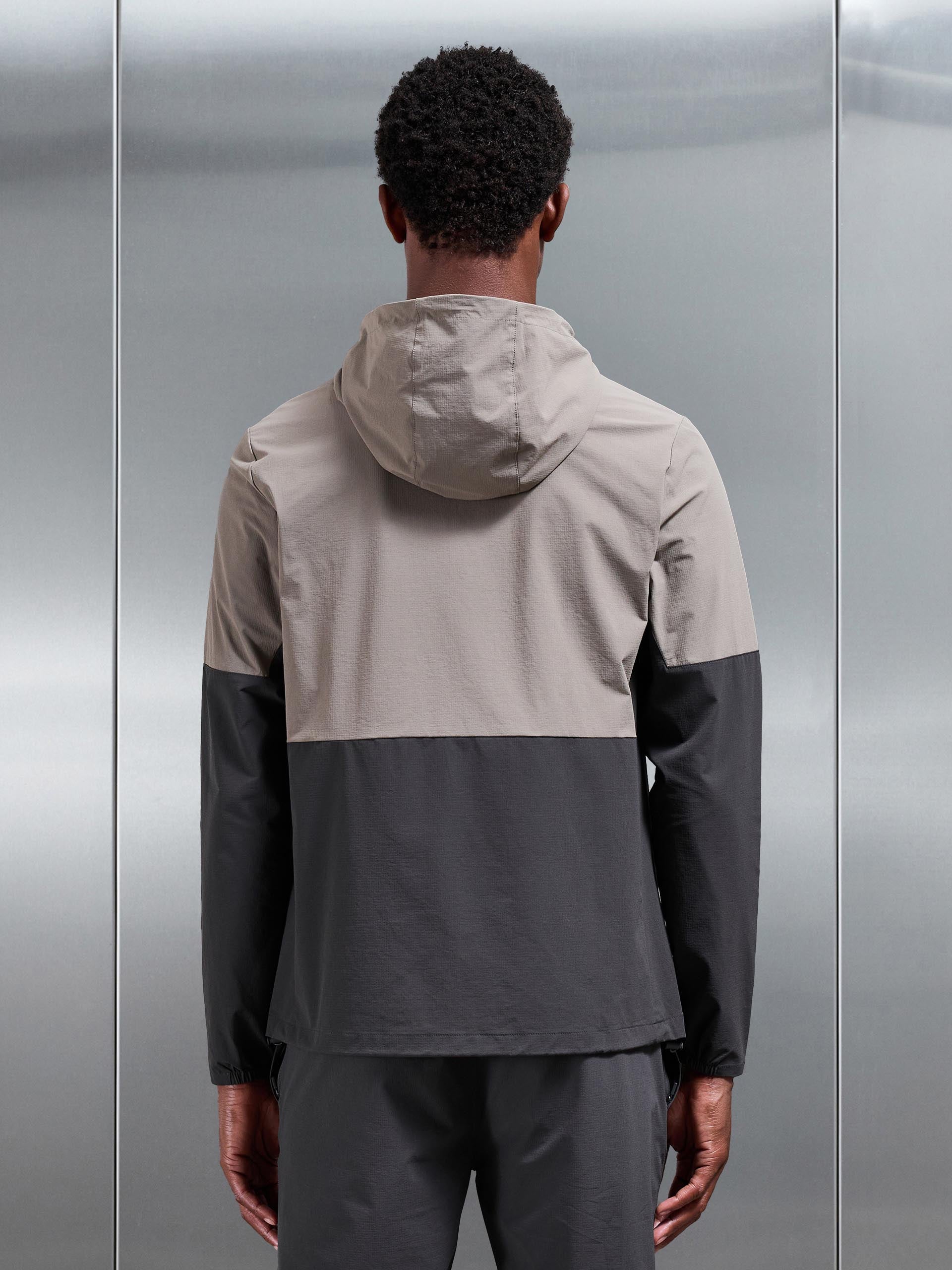 Active Technical Colour Block Windbreaker in Olive Grey
