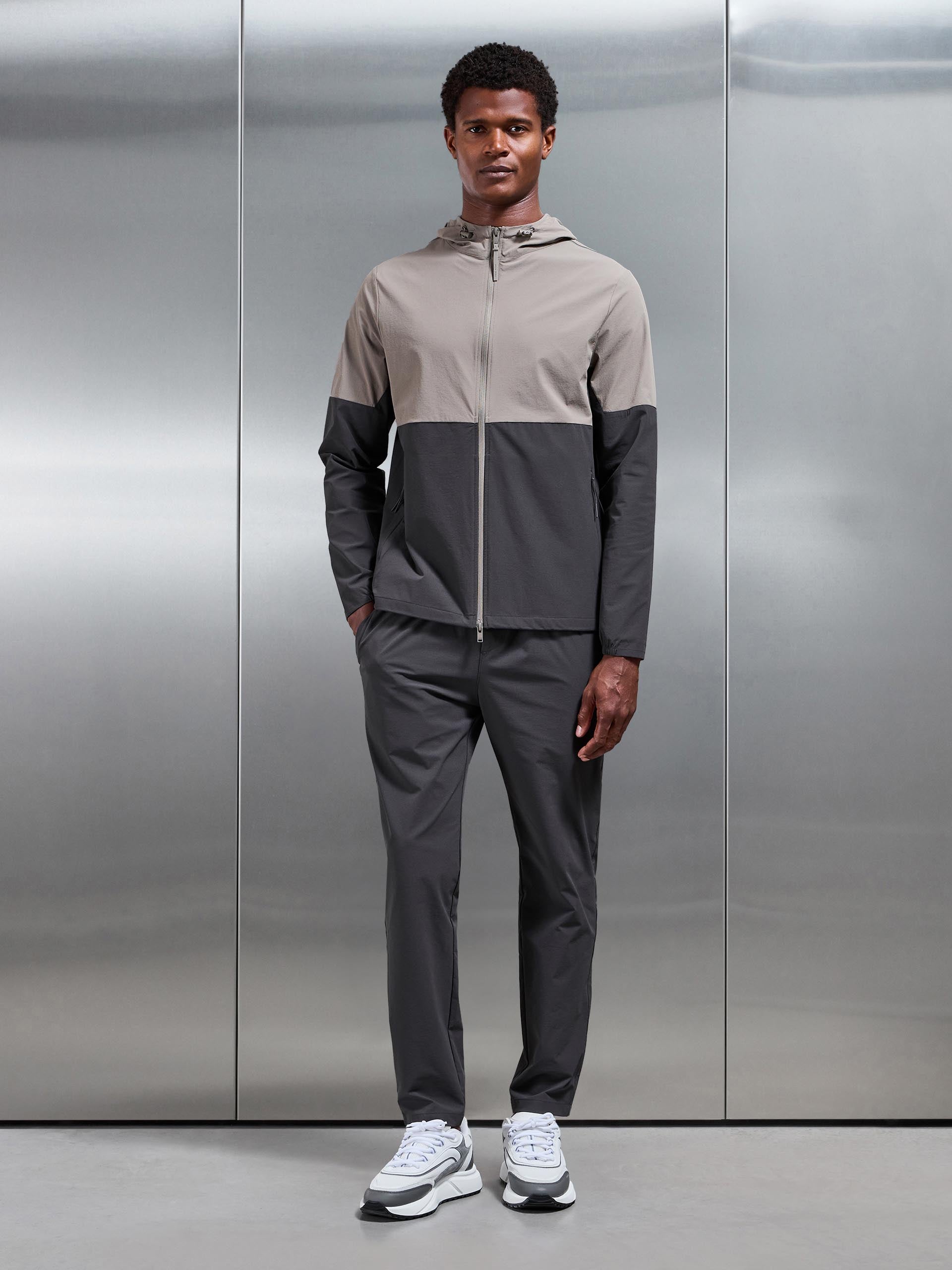 Active Technical Colour Block Windbreaker in Olive Grey