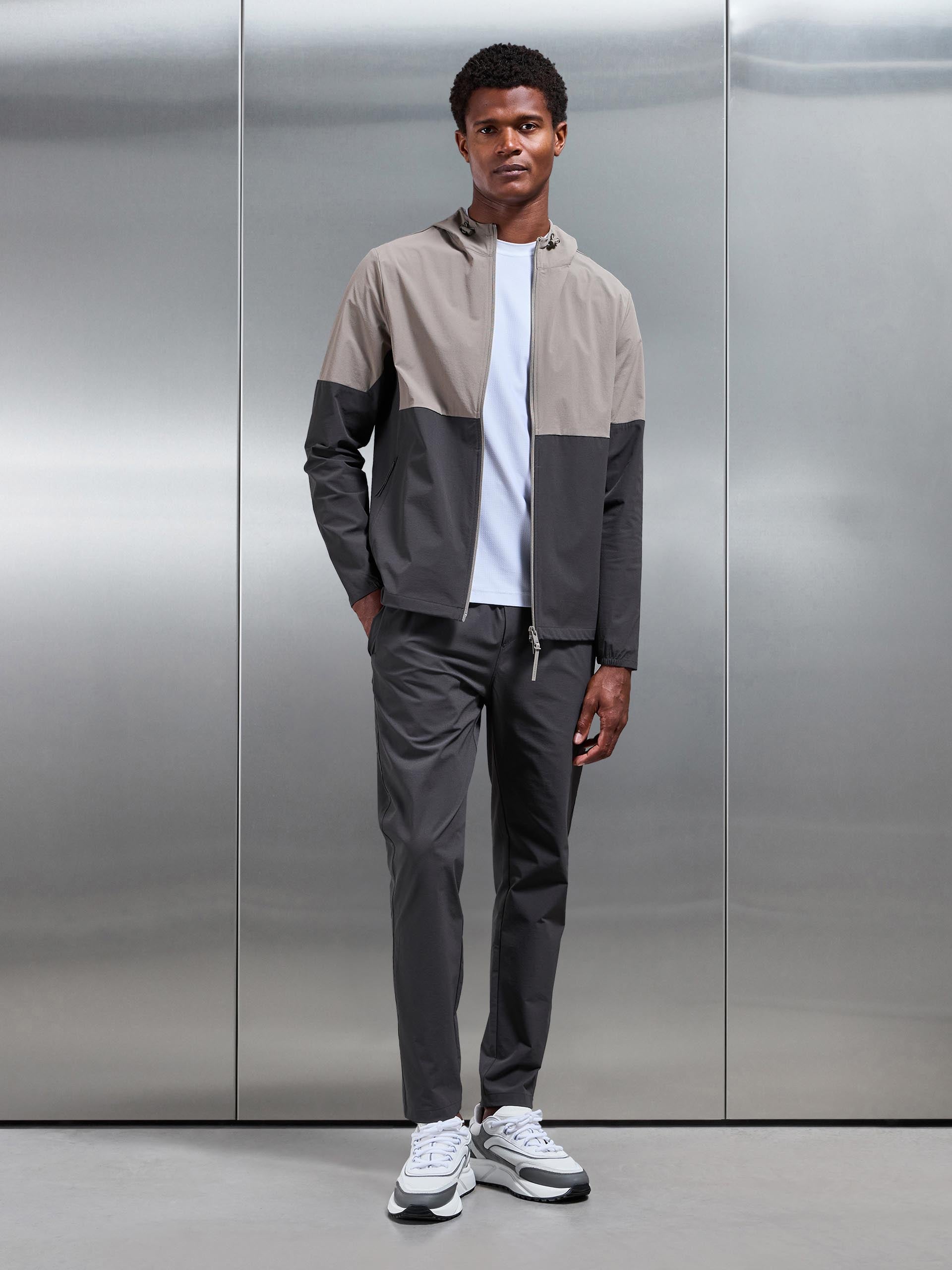 Active Technical Colour Block Windbreaker in Olive Grey