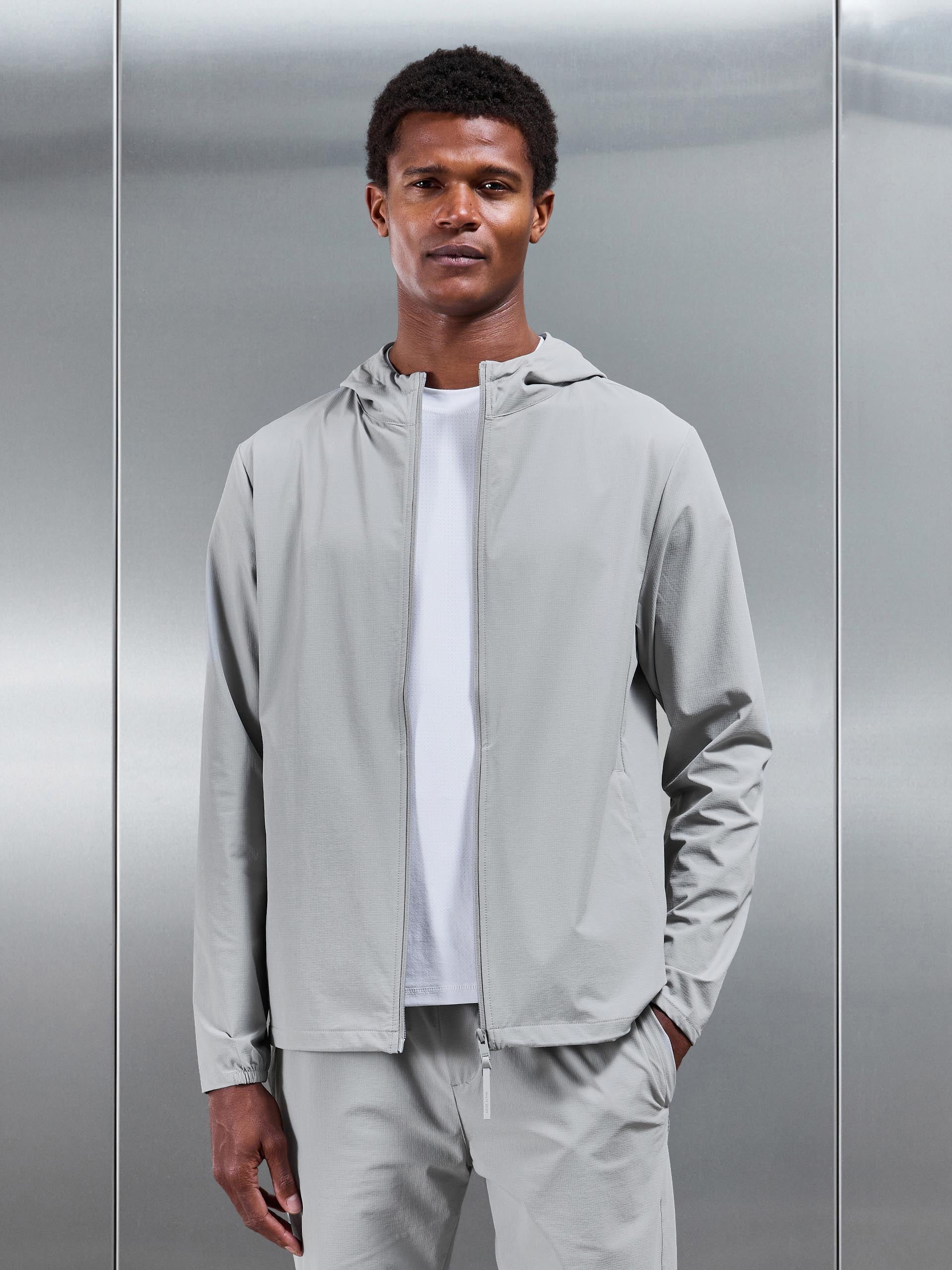 Active Technical Windbreaker in Mid Grey