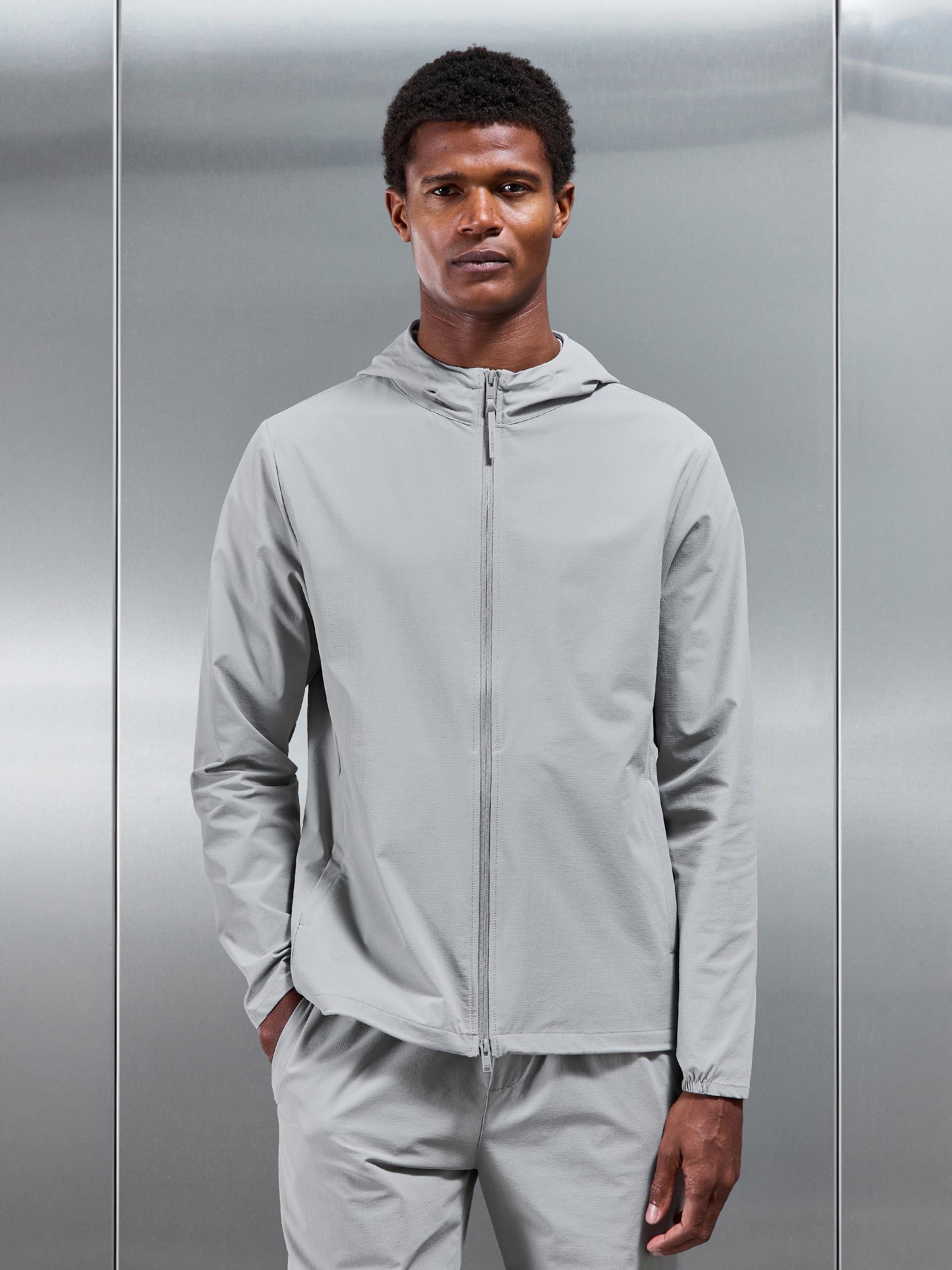 Active Technical Windbreaker in Mid Grey