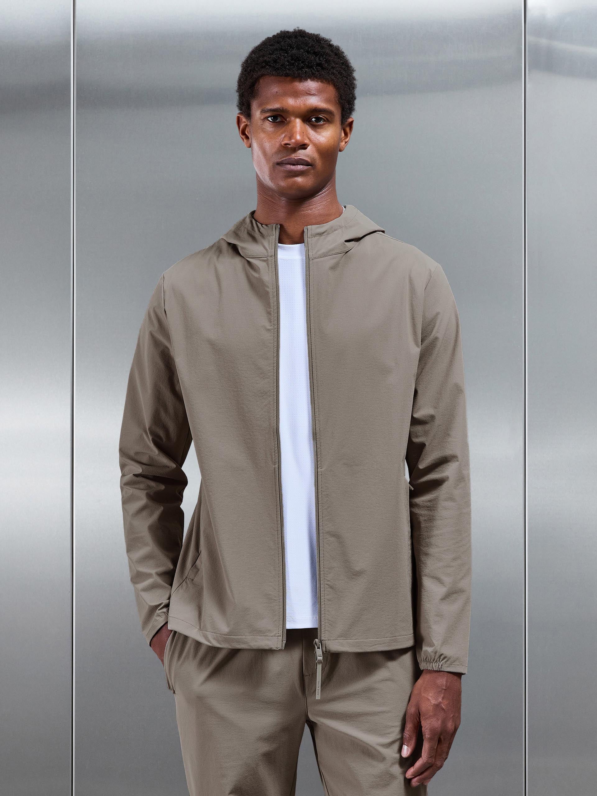 Active Technical Windbreaker in Taupe