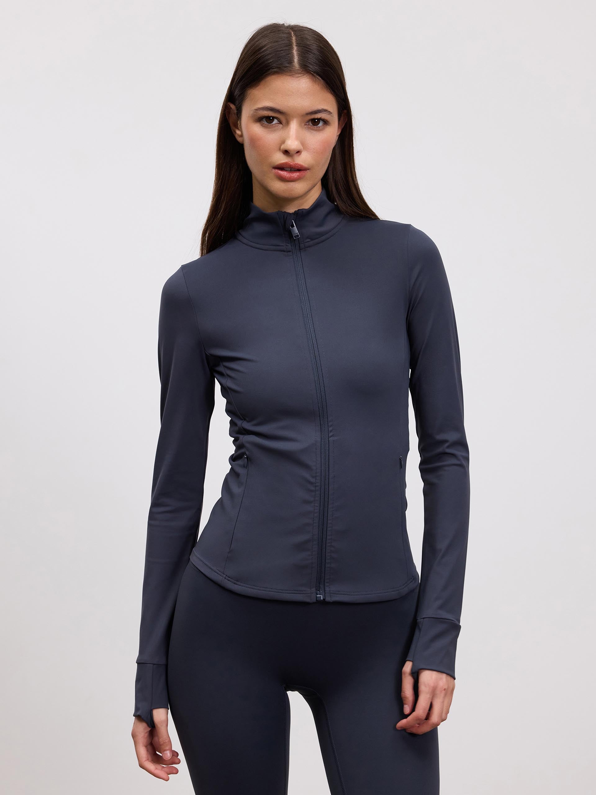 Womens Active Zip Through Jacket in Slate Blue