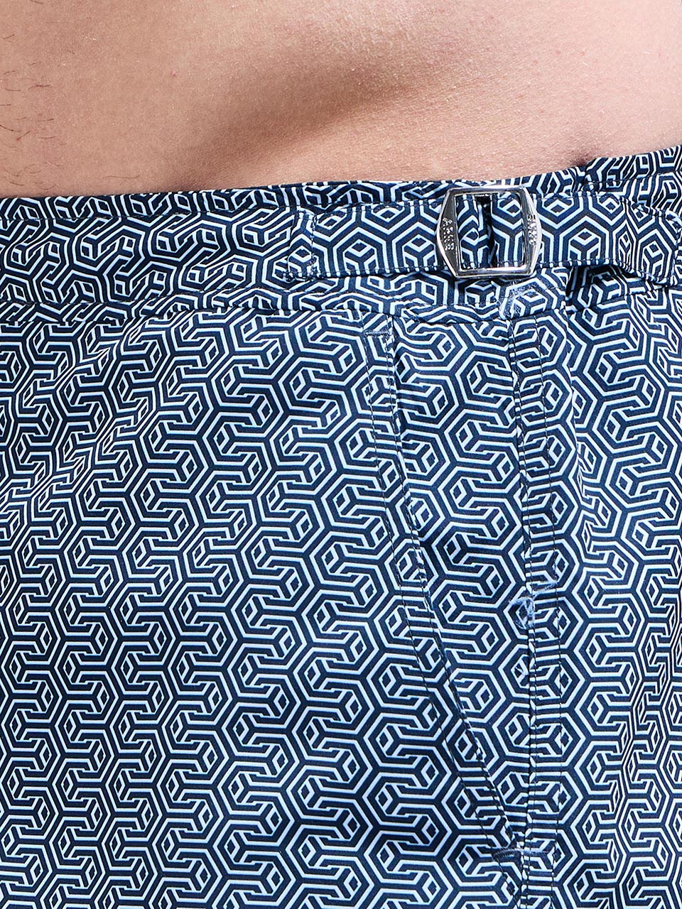 Amalfi Side Adjuster Printed Swim Short in Navy