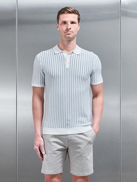 Aspley Knitted Button Polo Shirt in Blue