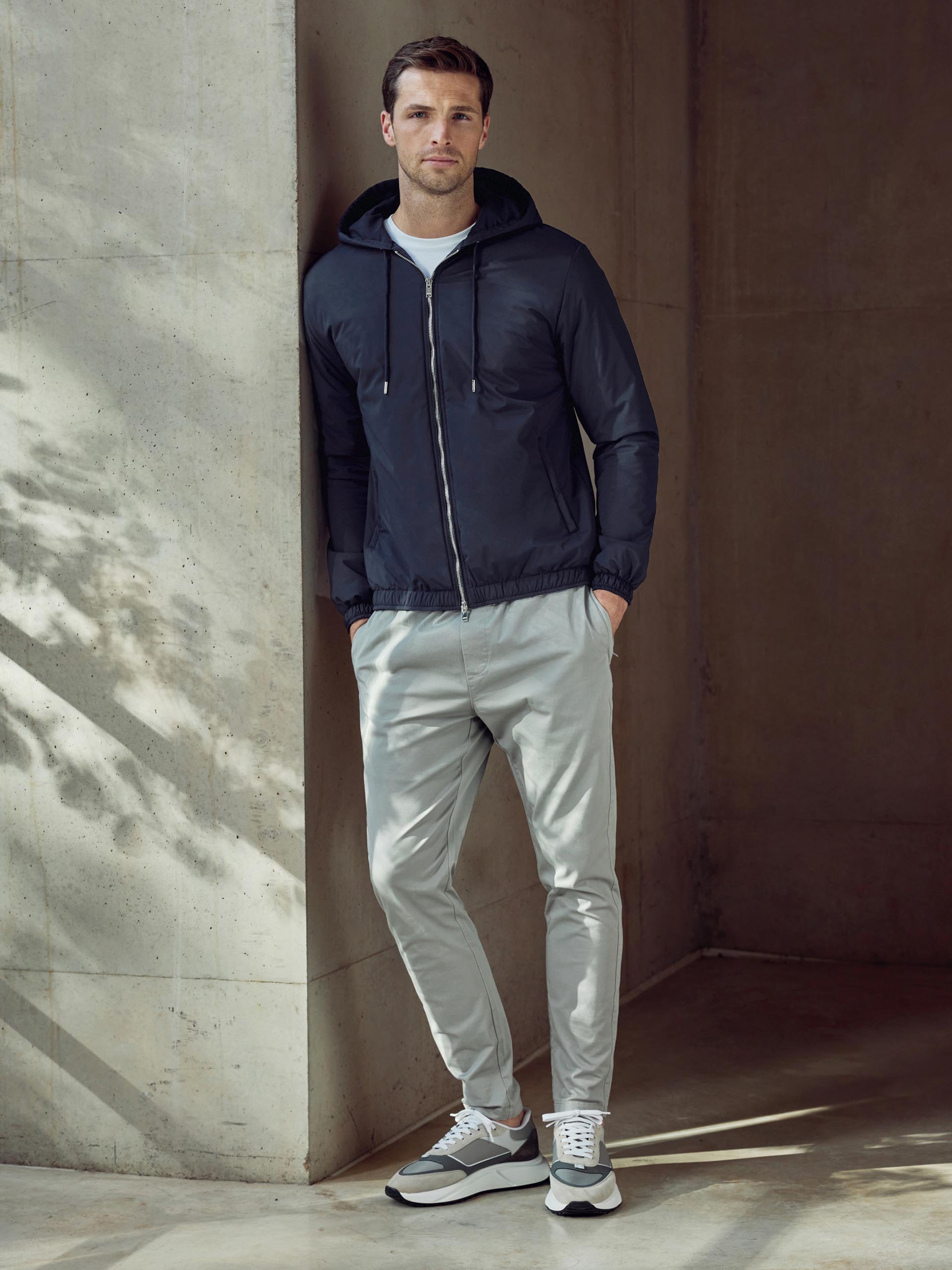 Shell Padded Nylon Windbreaker in Navy