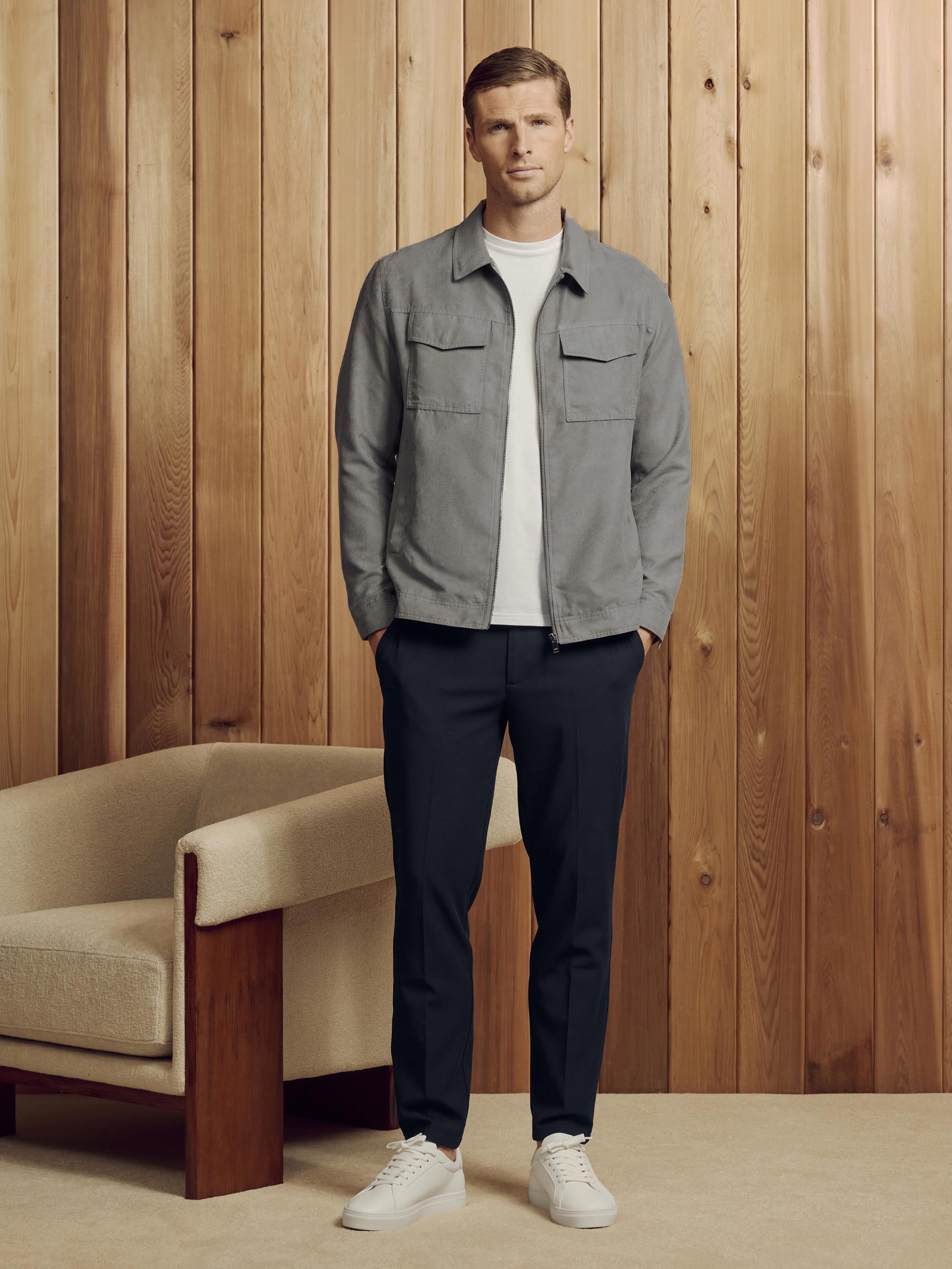 Faux Suede Jacket in Dark Stone