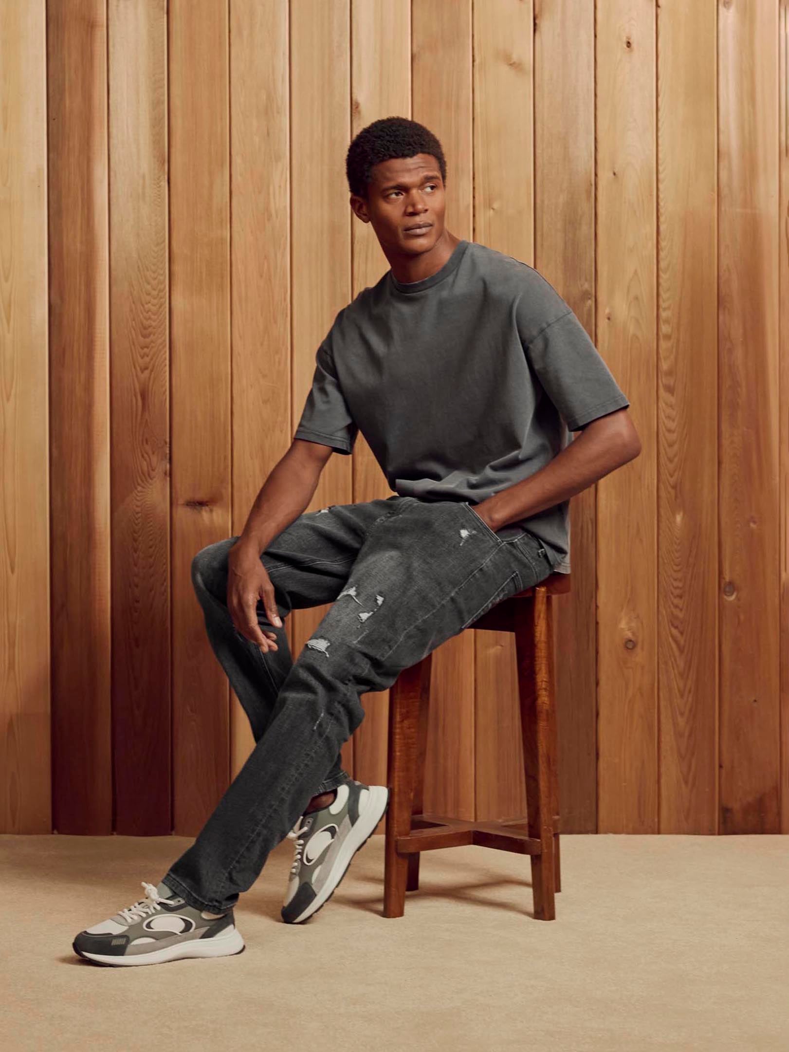 Relaxed Fit Garment Dye T-Shirt in Grey