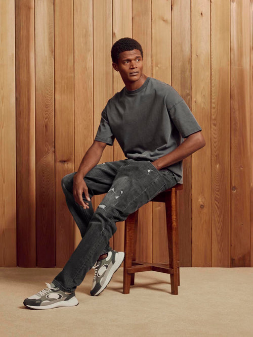 Relaxed Fit Garment Dye T-Shirt in Grey