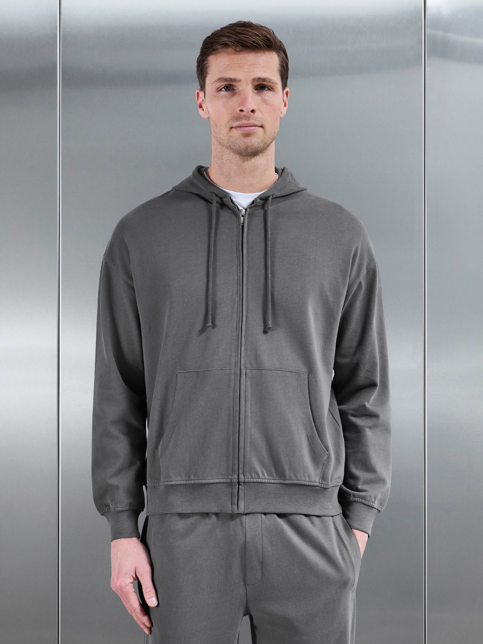 Brushed Relaxed Hoodie in Grey