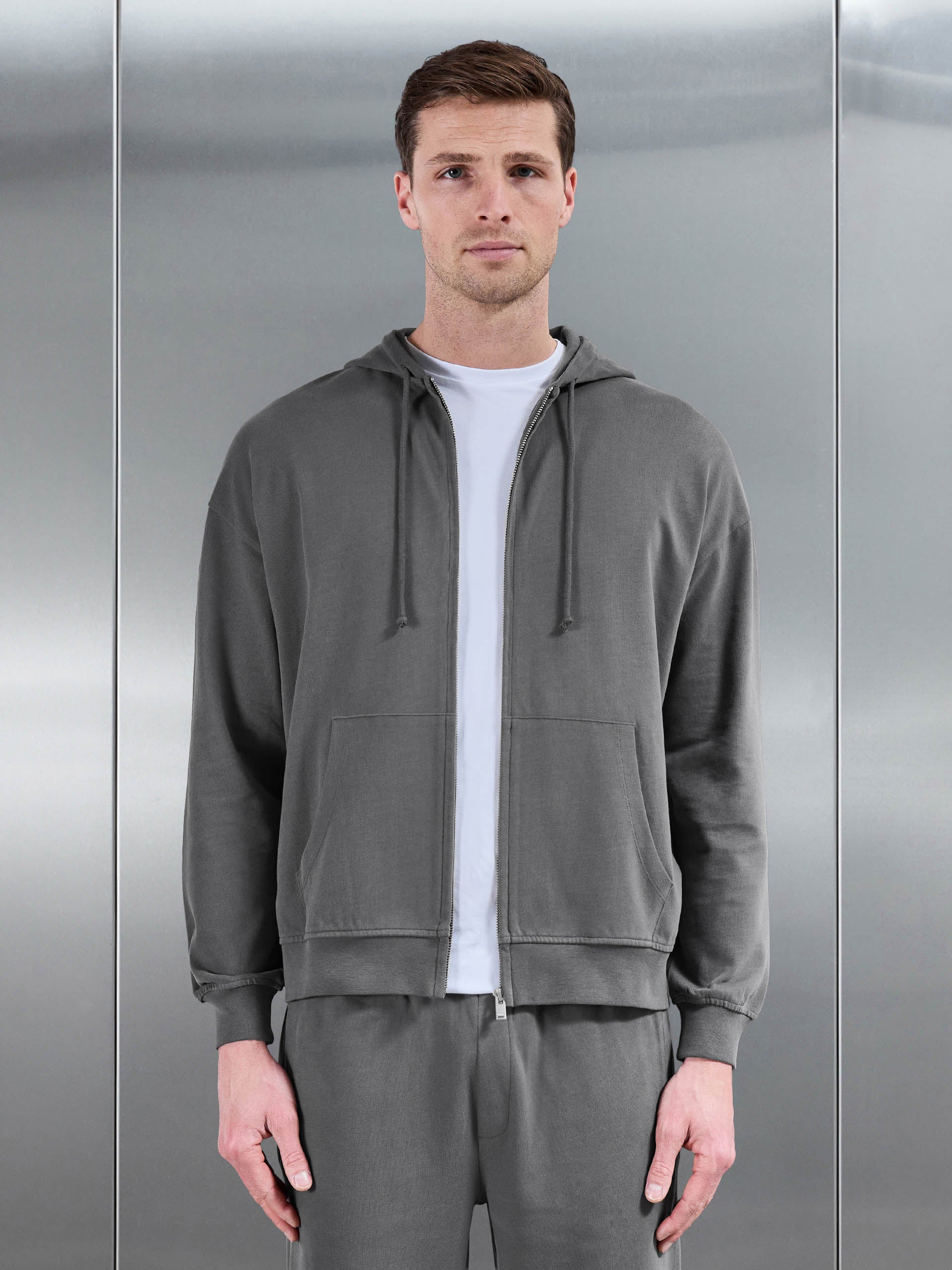Brushed Relaxed Hoodie in Grey