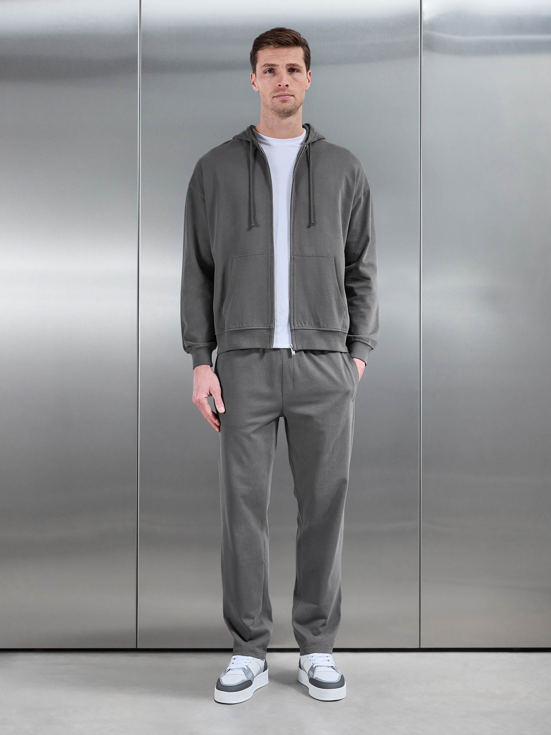 Brushed Relaxed Hoodie in Grey