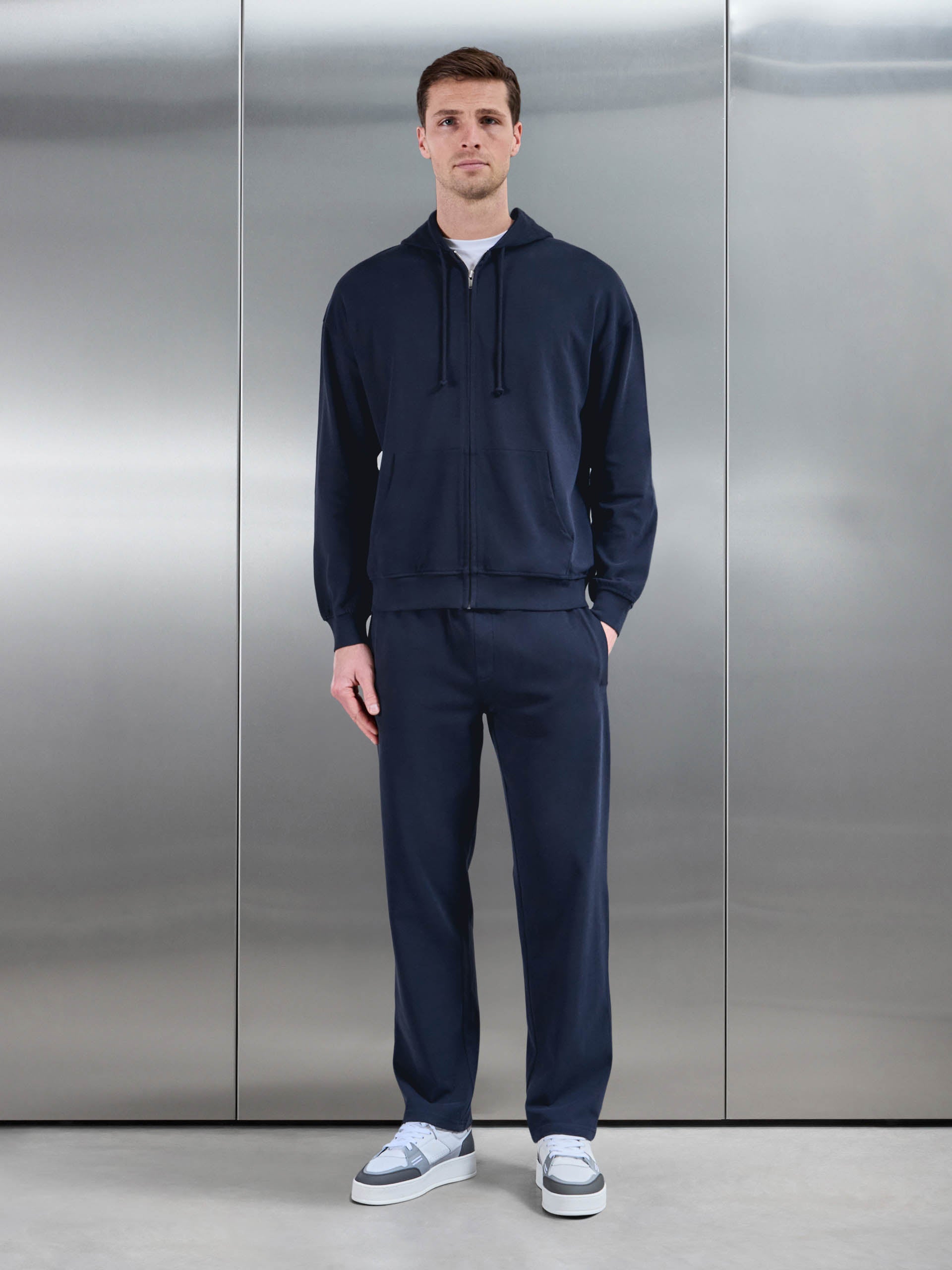 Brushed Relaxed Hoodie in Navy