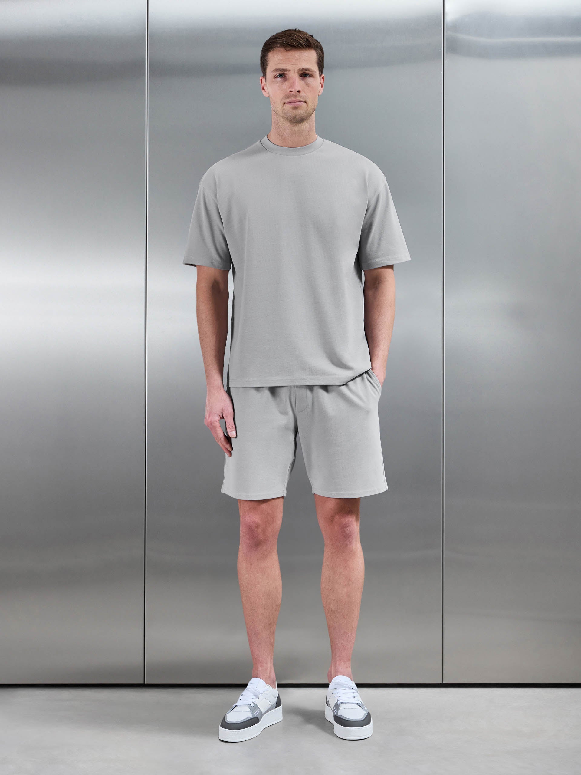 Brushed Relaxed T-Shirt in Mid Grey