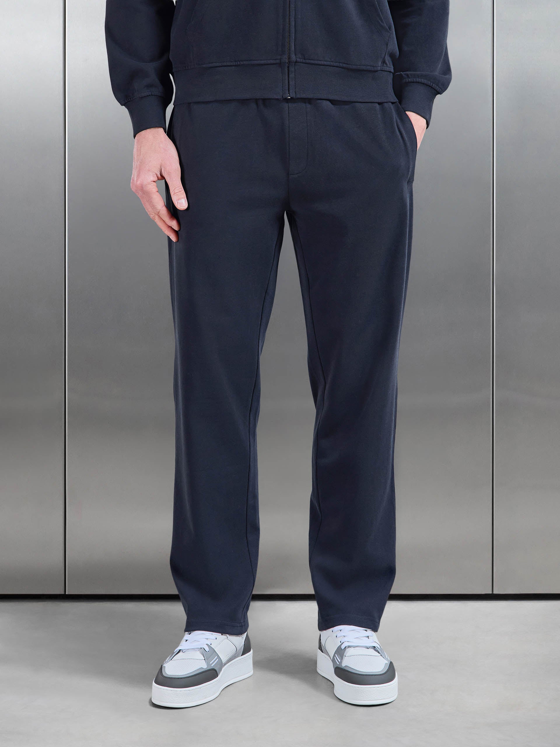 Brushed Straight Leg Jogger in Navy