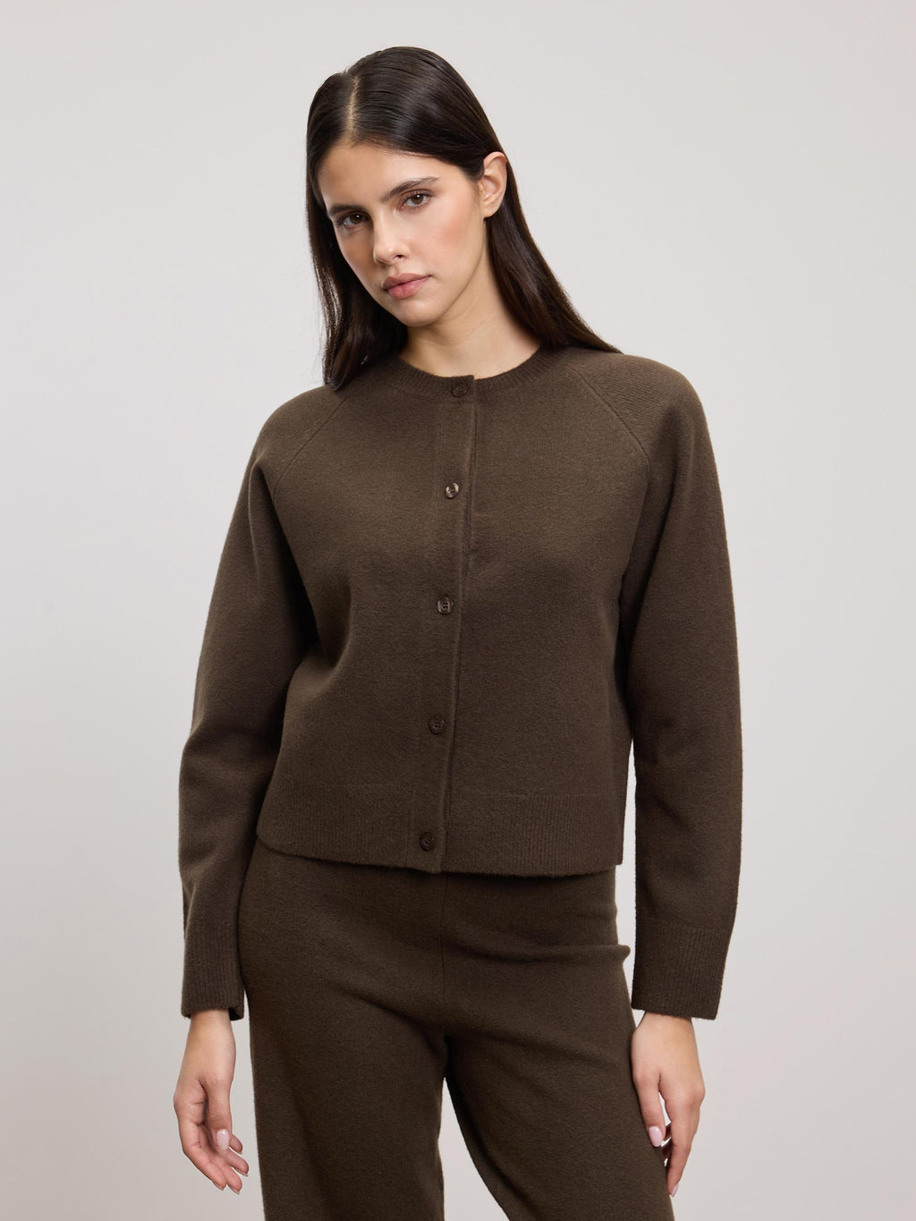 Brown Soft Knit Cardigan & Pants main image 0