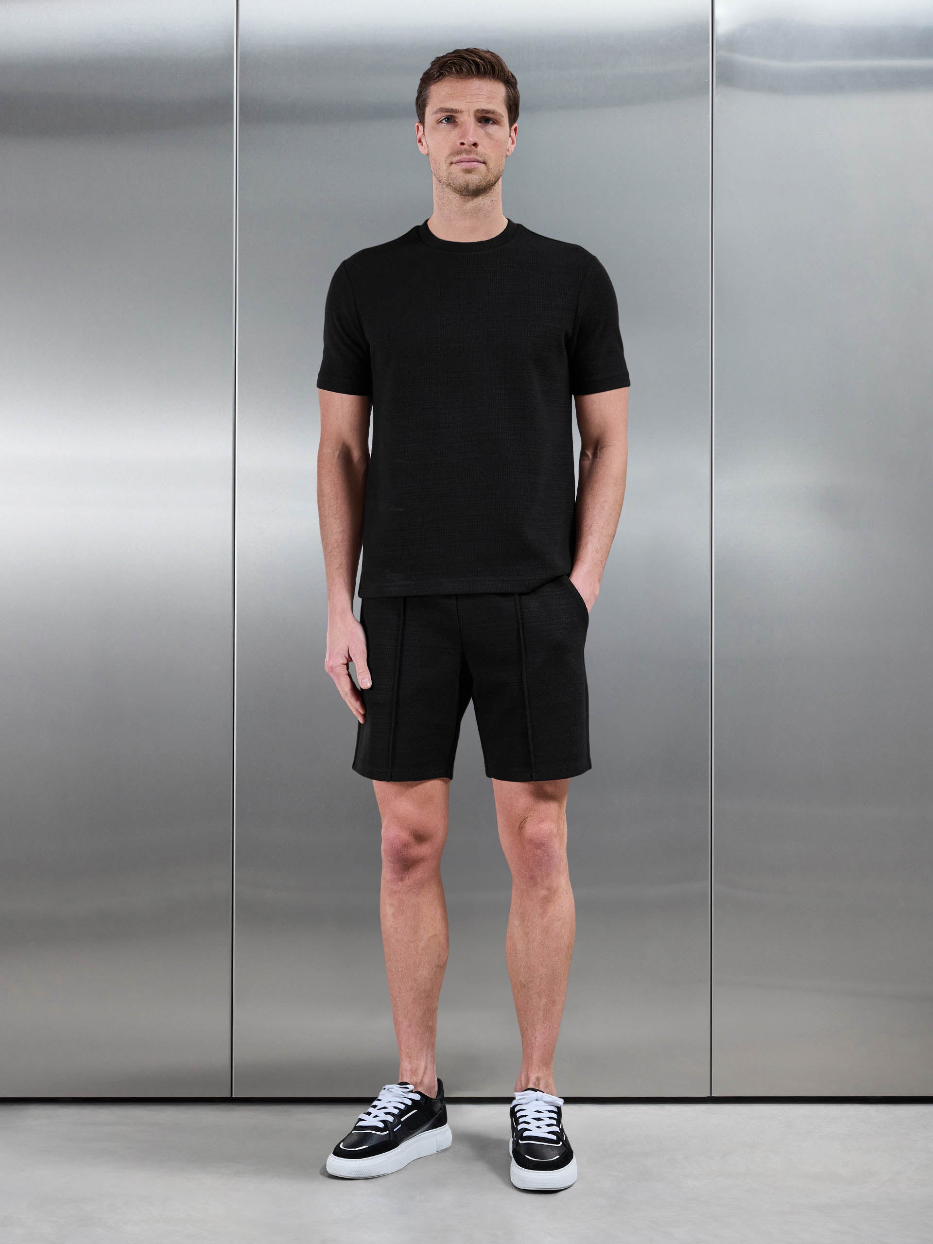 Cavour Textured T-Shirt in Black