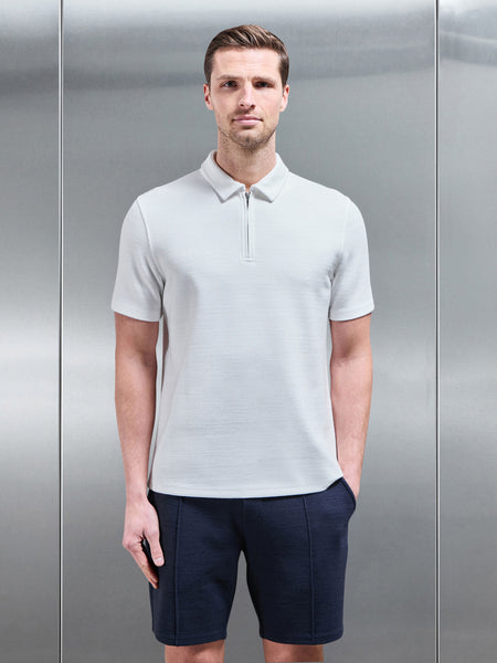 Cavour Textured Zip Polo Shirt in White