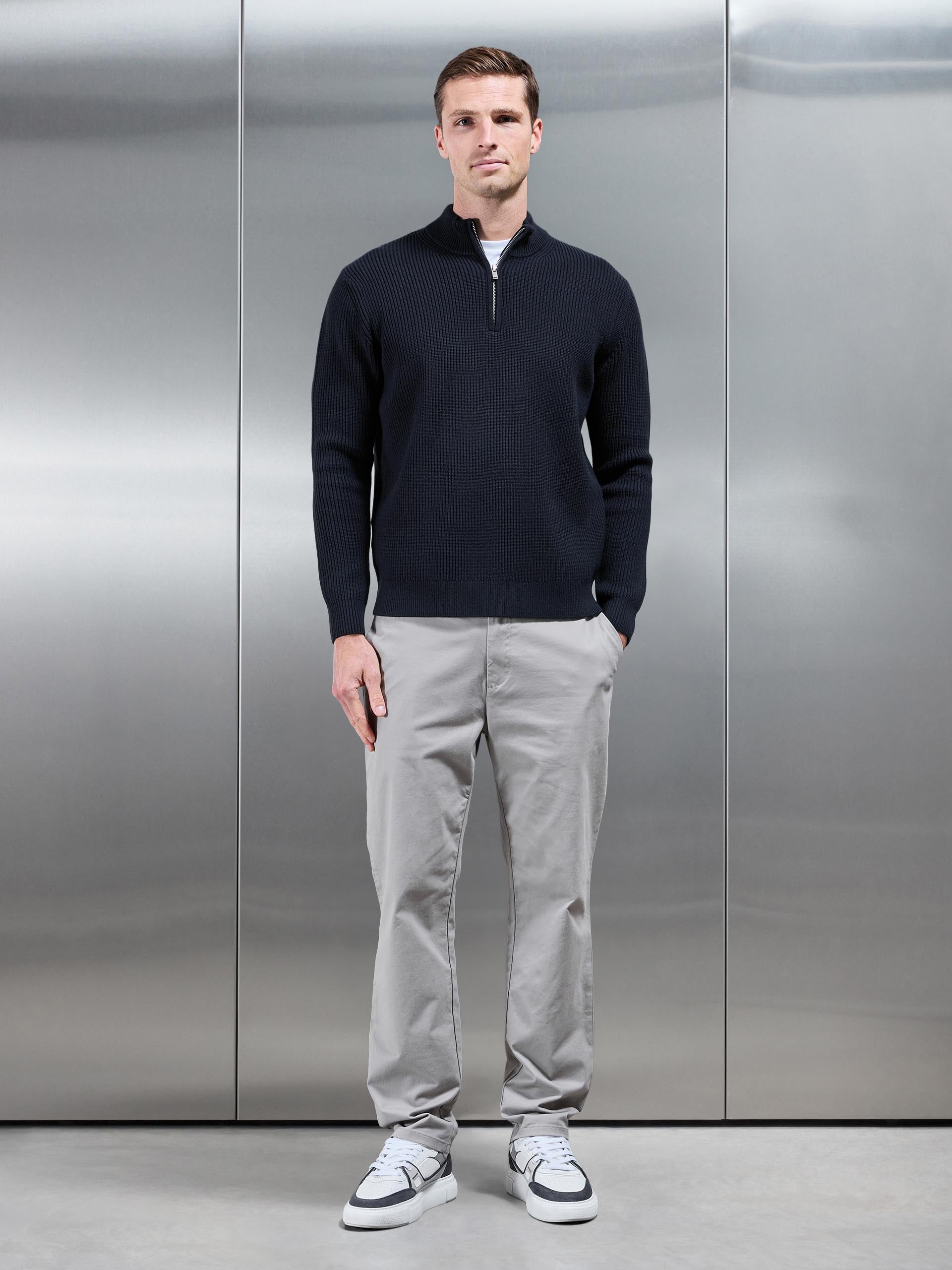 Chunky Ribbed Half Zip in Navy