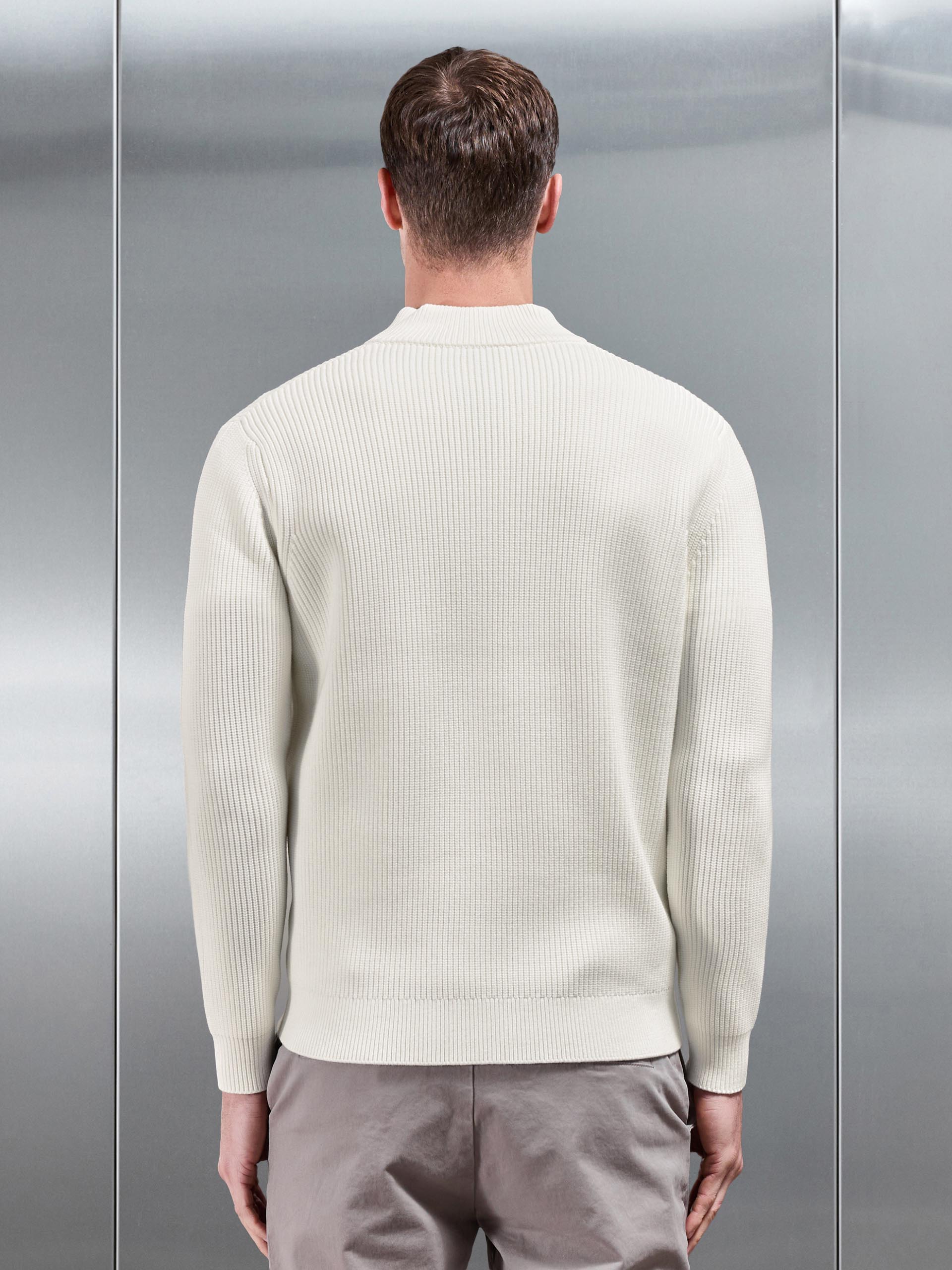 Chunky Ribbed Half Zip in Off White