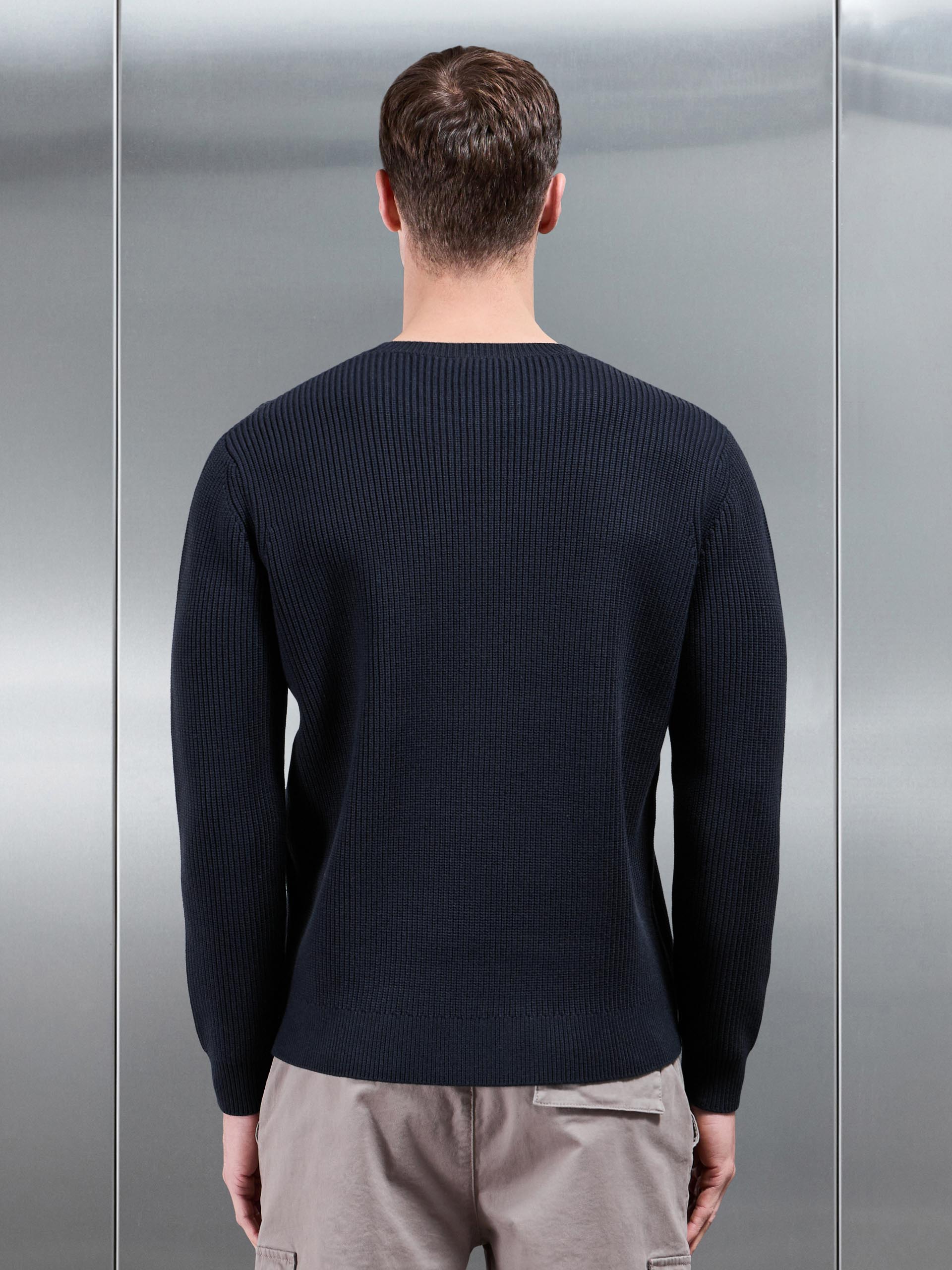 Chunky Ribbed Sweatshirt in Navy