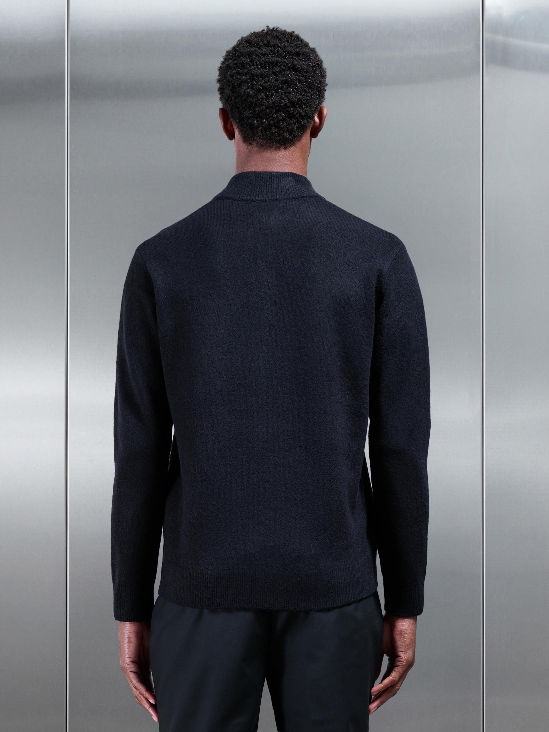 Chunky Wool Half Zip in Black