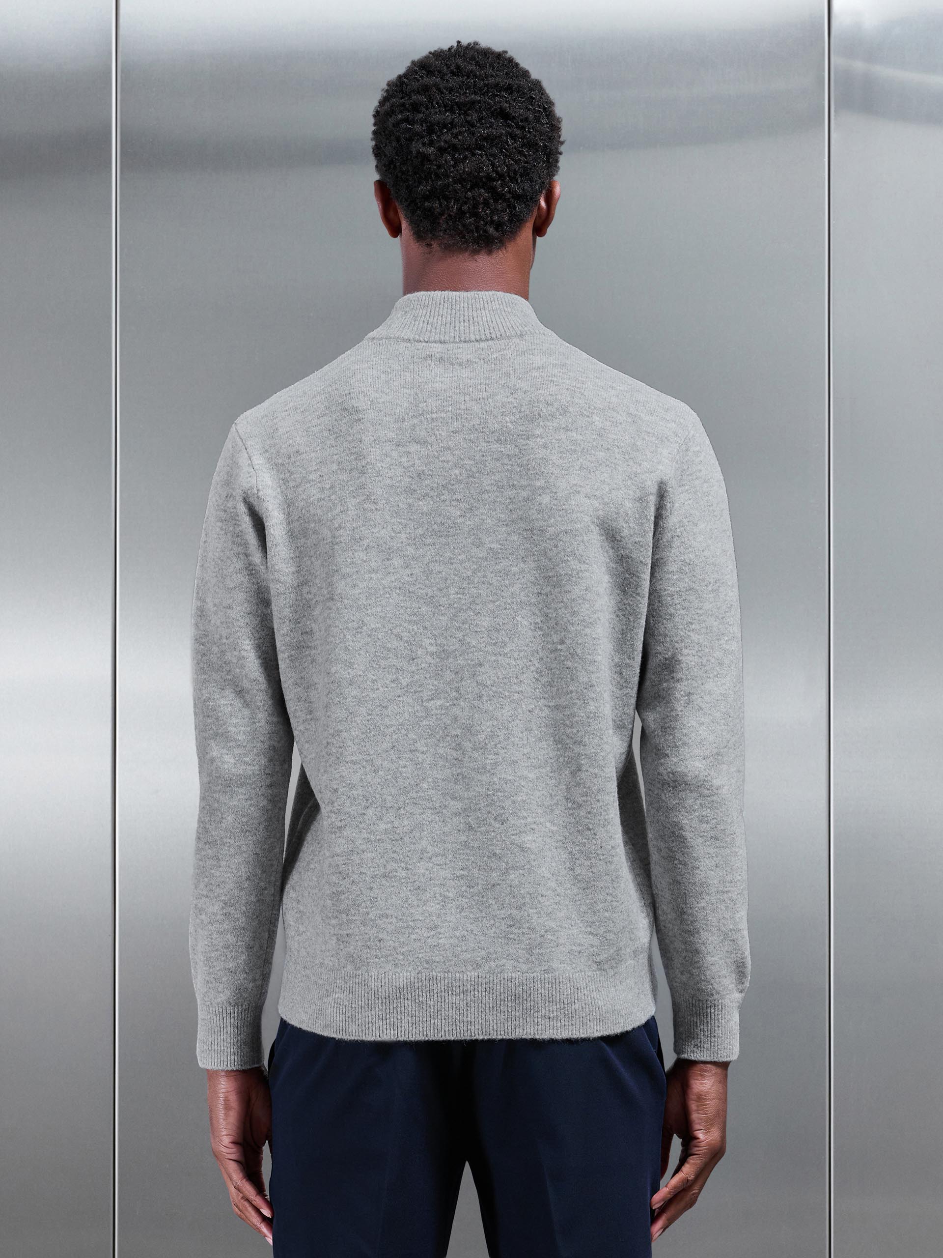 Chunky Wool Half Zip in Marl Grey