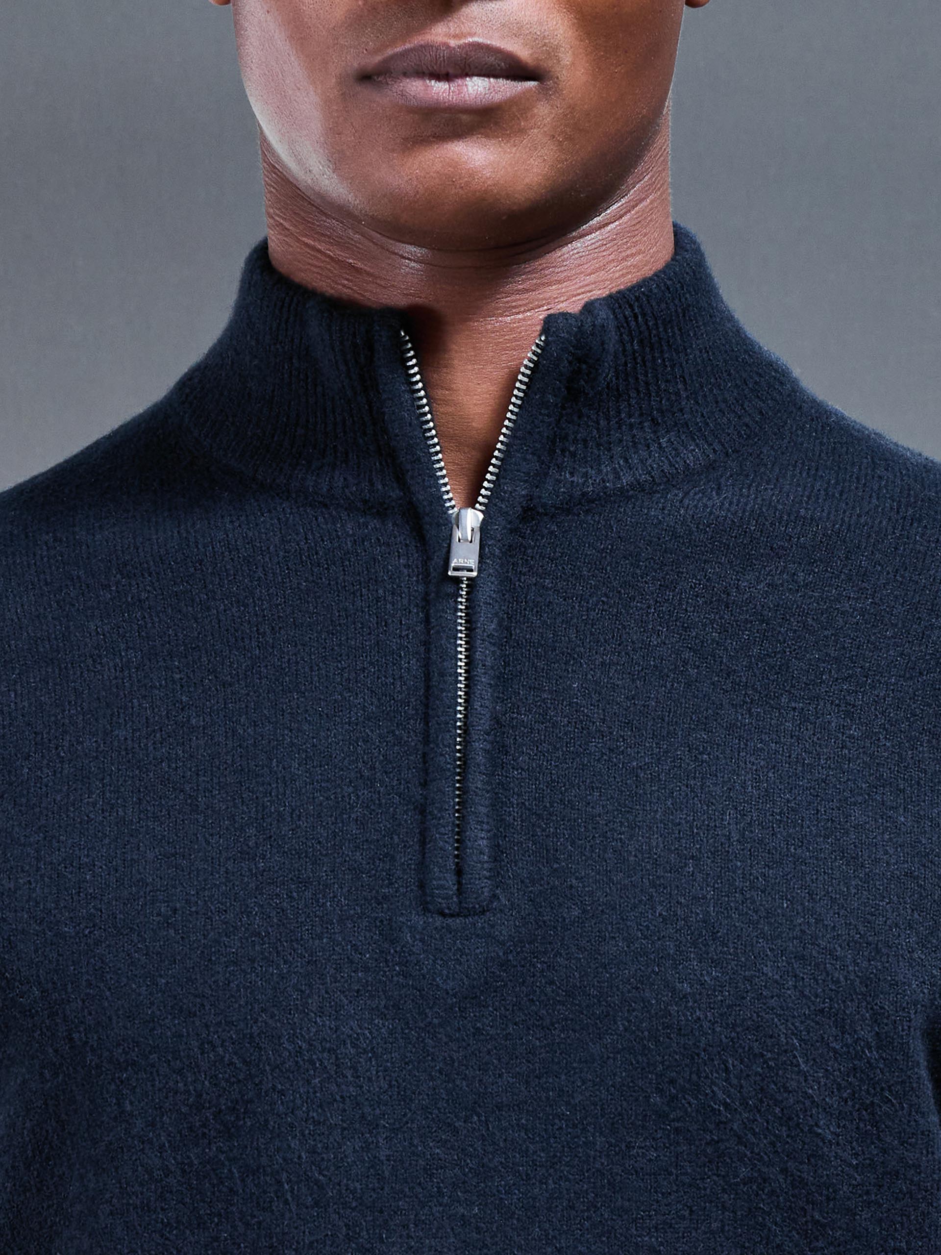 Chunky Wool Half Zip in Navy