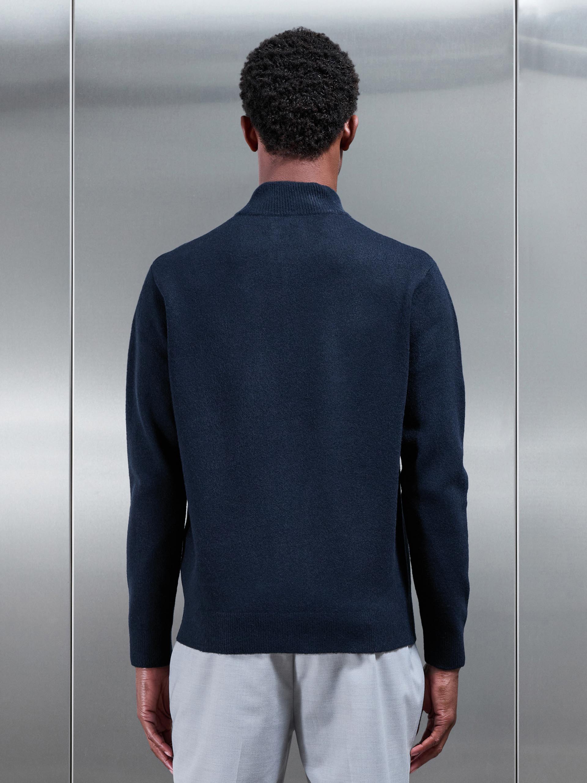 Chunky Wool Half Zip in Navy