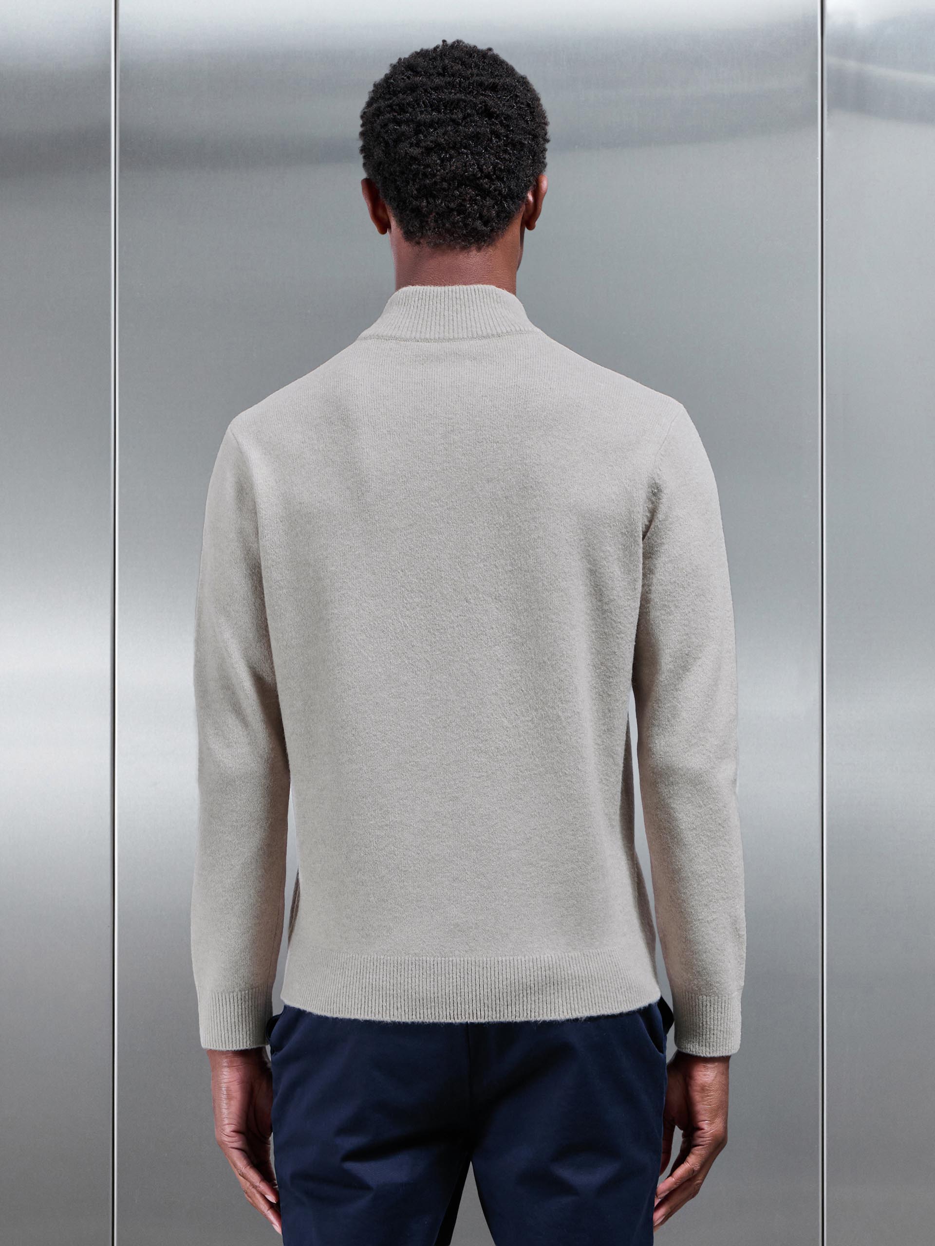 Chunky Wool Half Zip in Stone