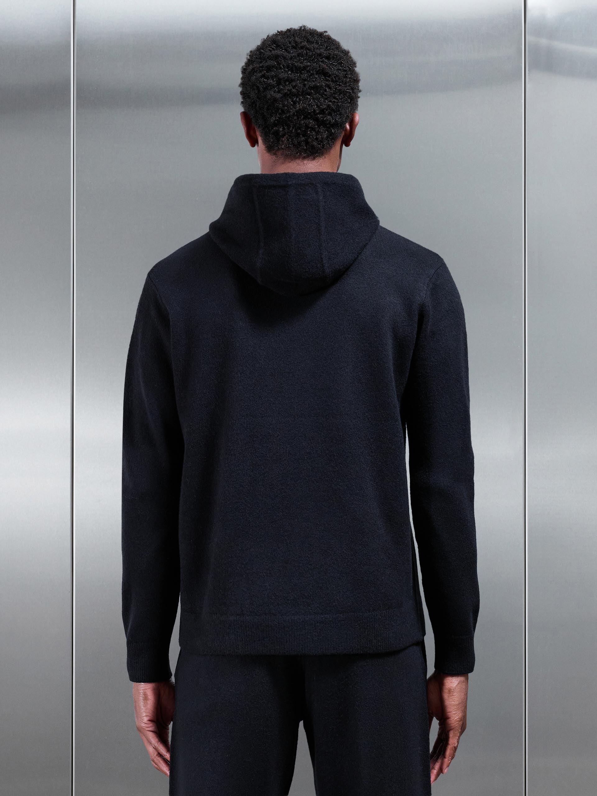 Chunky Wool Hoodie in Black