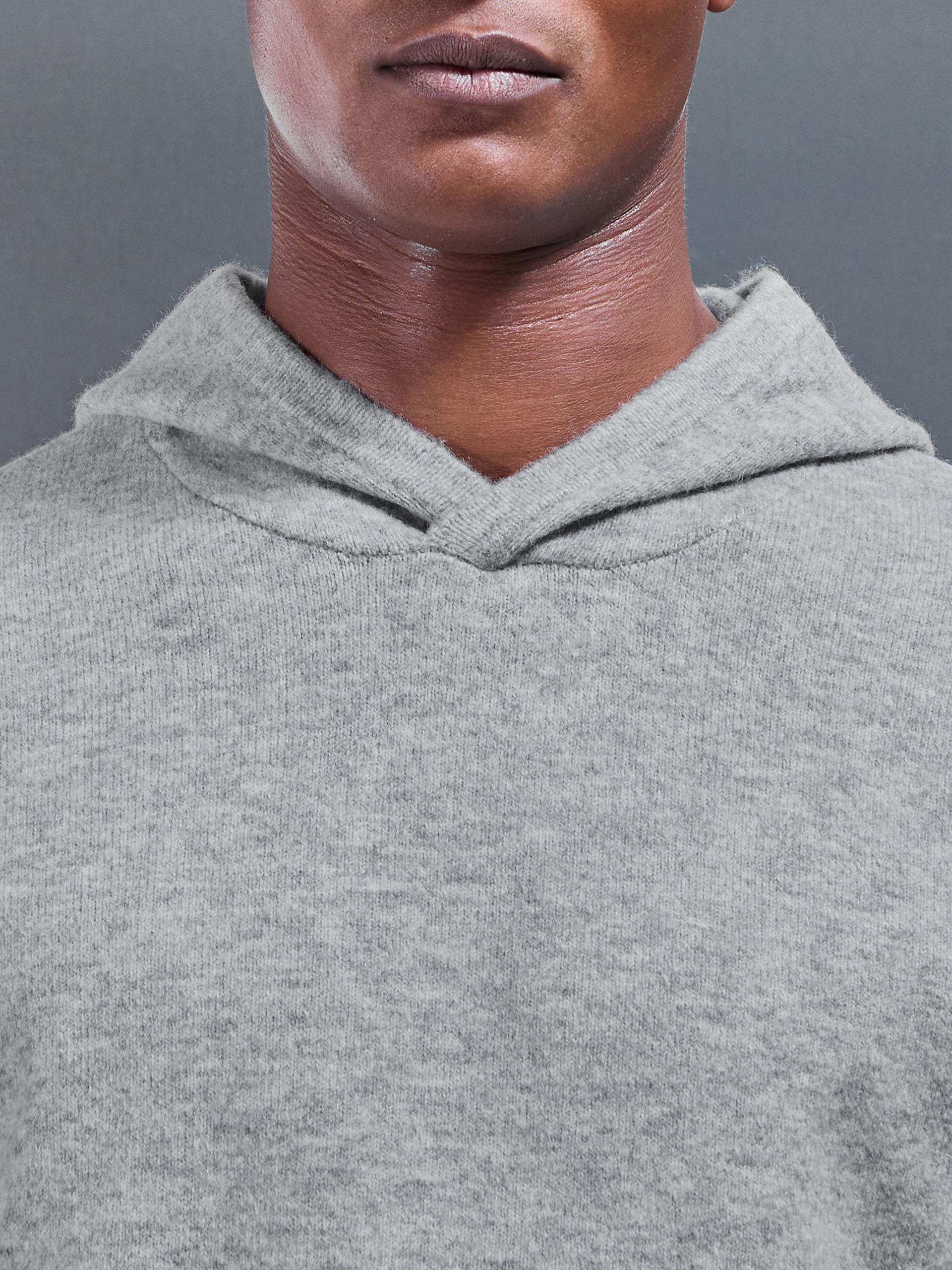 Chunky Wool Hoodie in Marl Grey