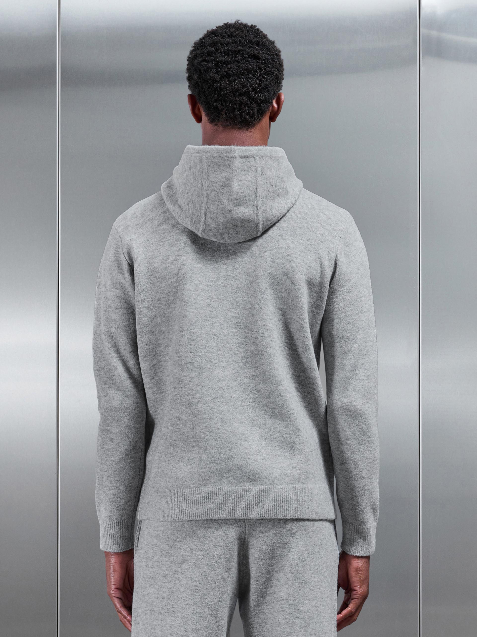 Chunky Wool Hoodie in Marl Grey