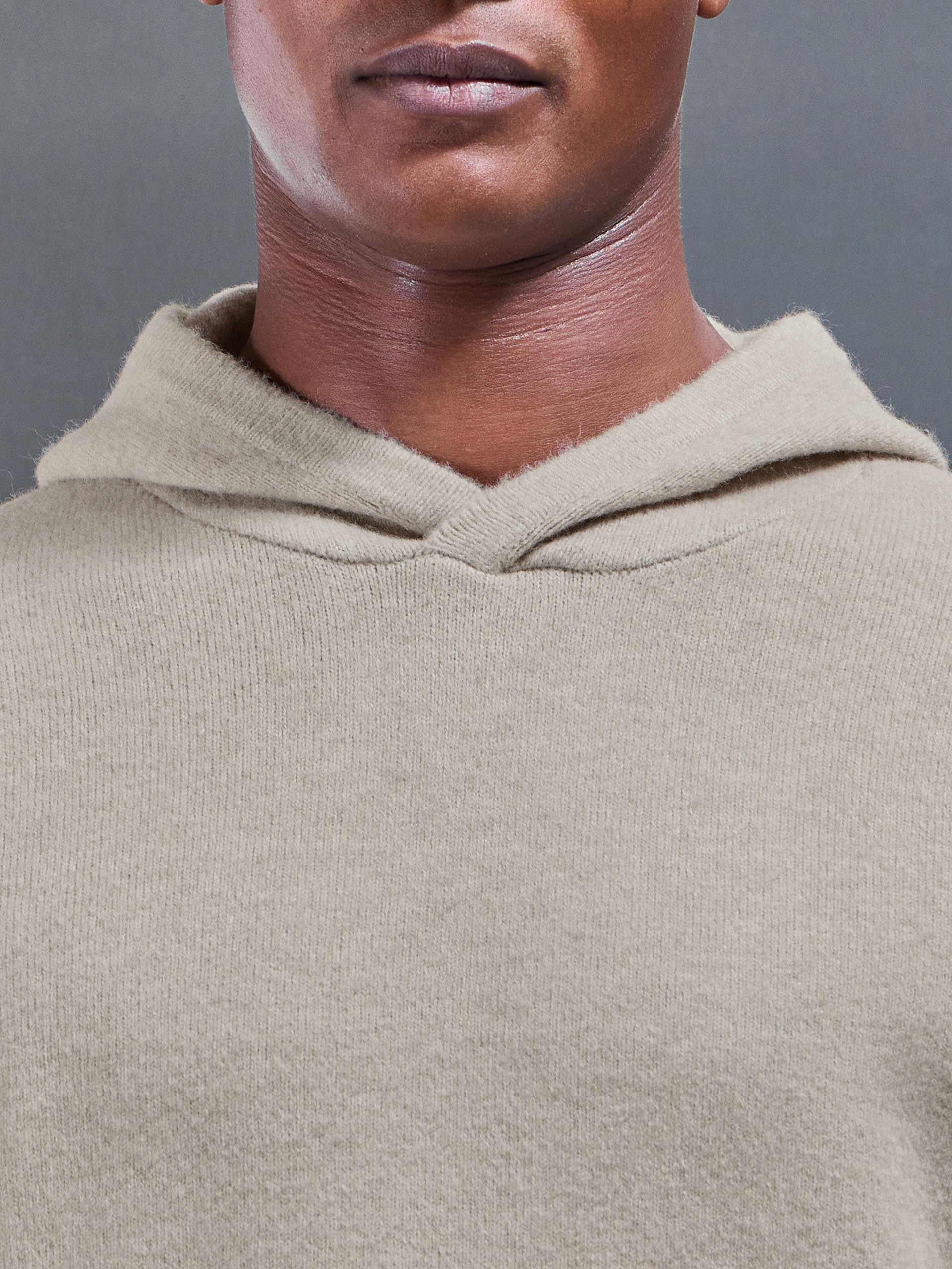 Chunky Wool Hoodie in Stone