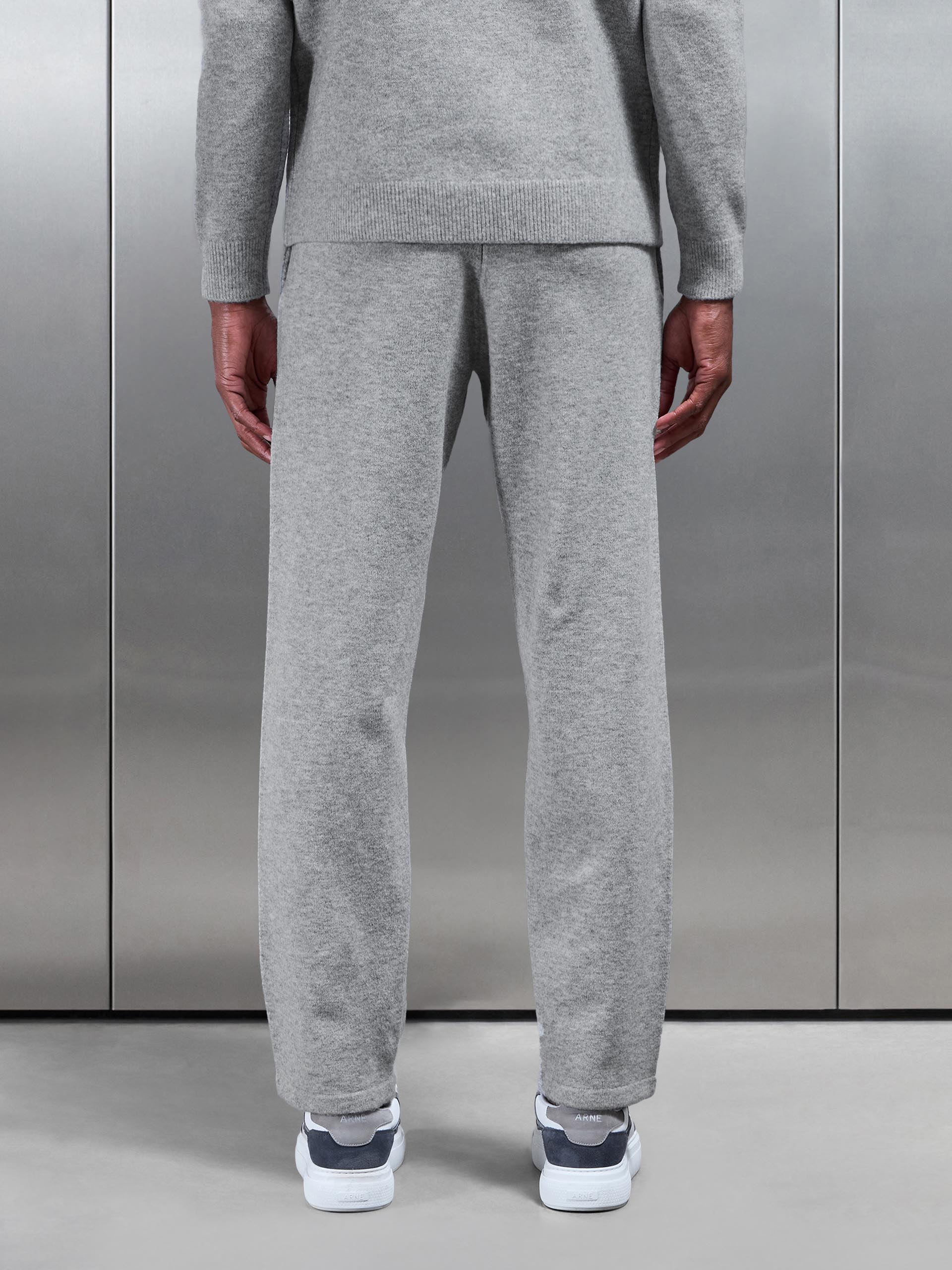 Chunky Wool Straight Leg Jogger in Marl Grey