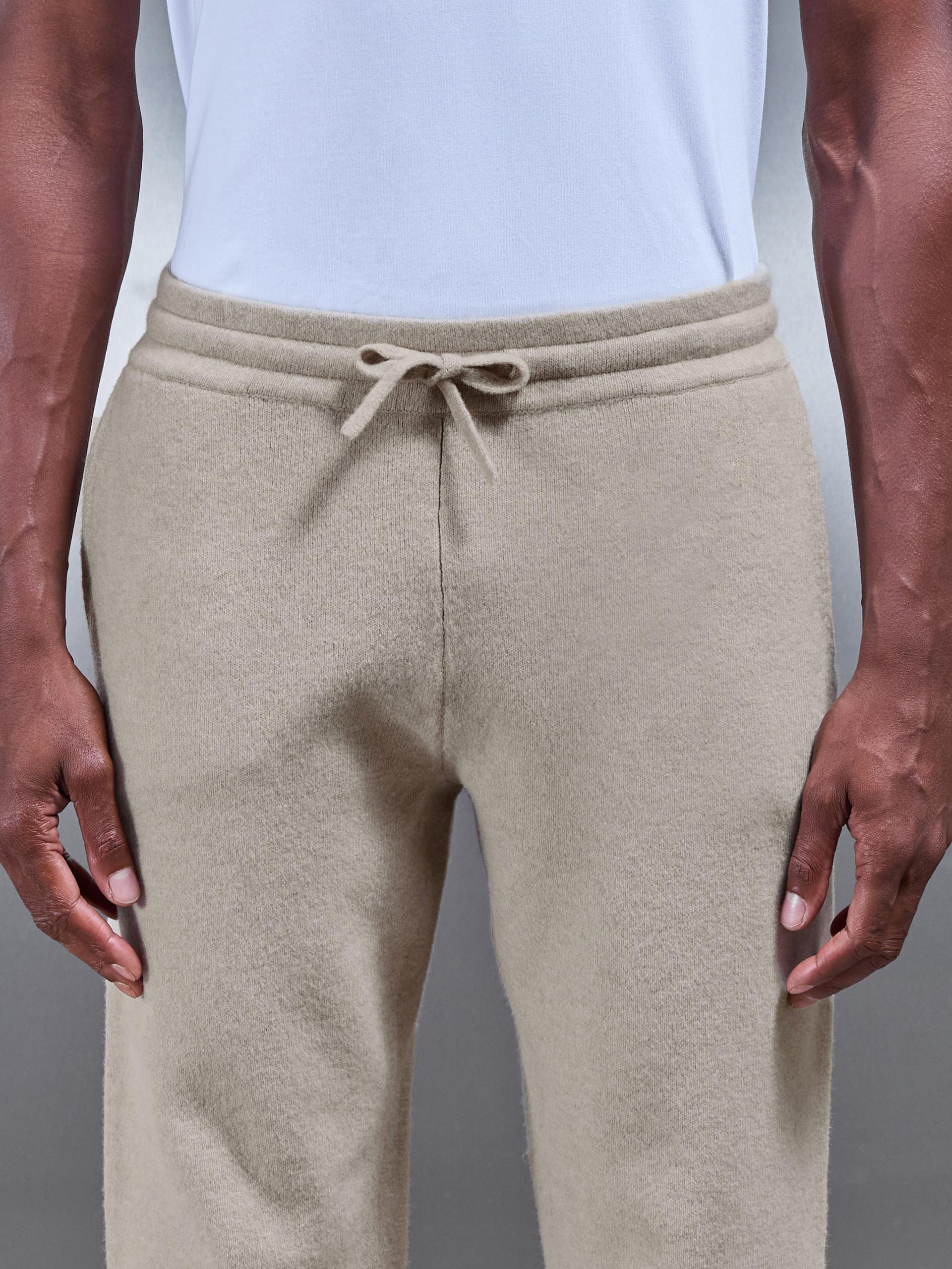 Chunky Wool Straight Leg Jogger in Stone