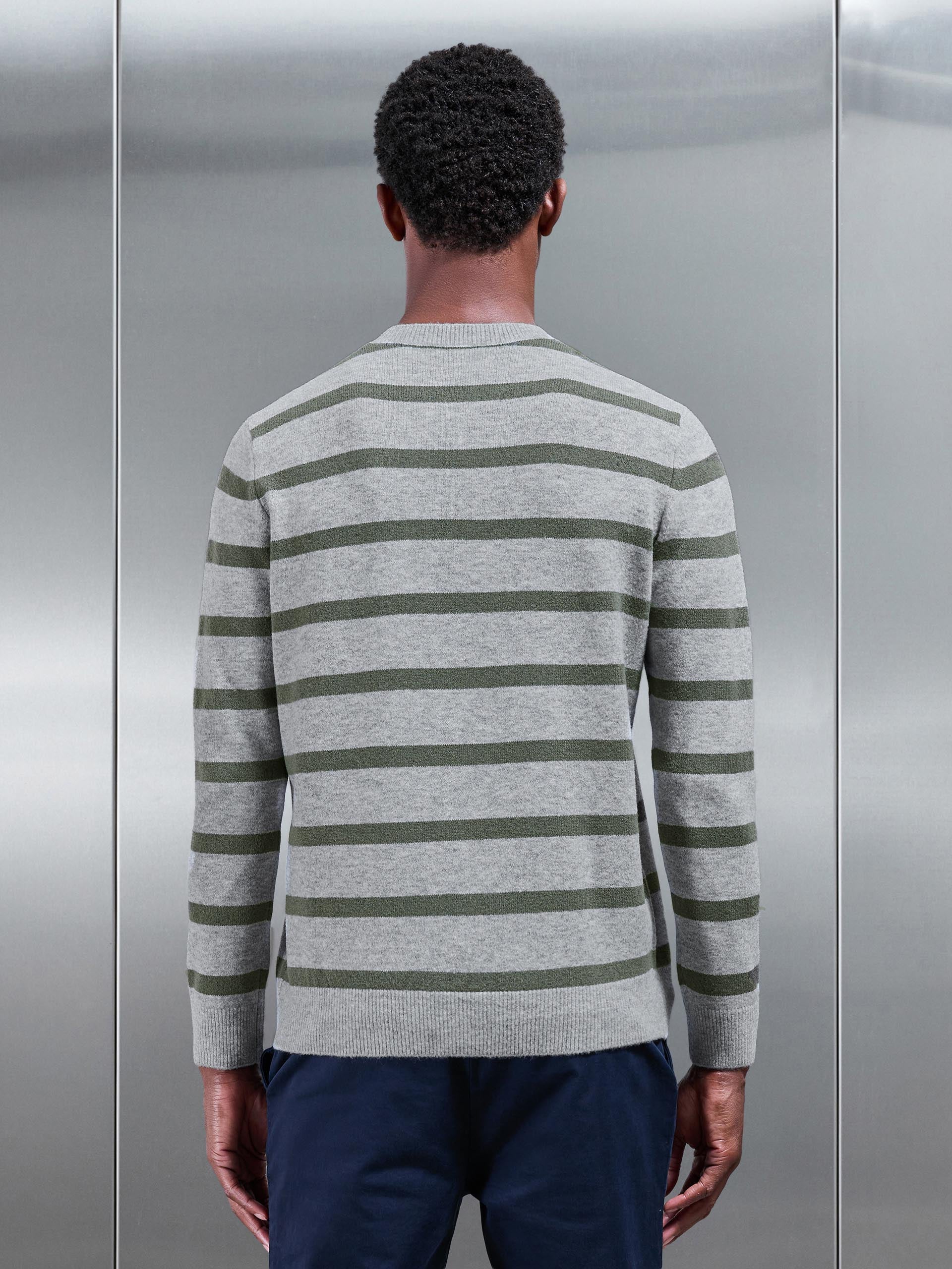 Chunky Wool Stripe Sweatshirt in Marl Grey