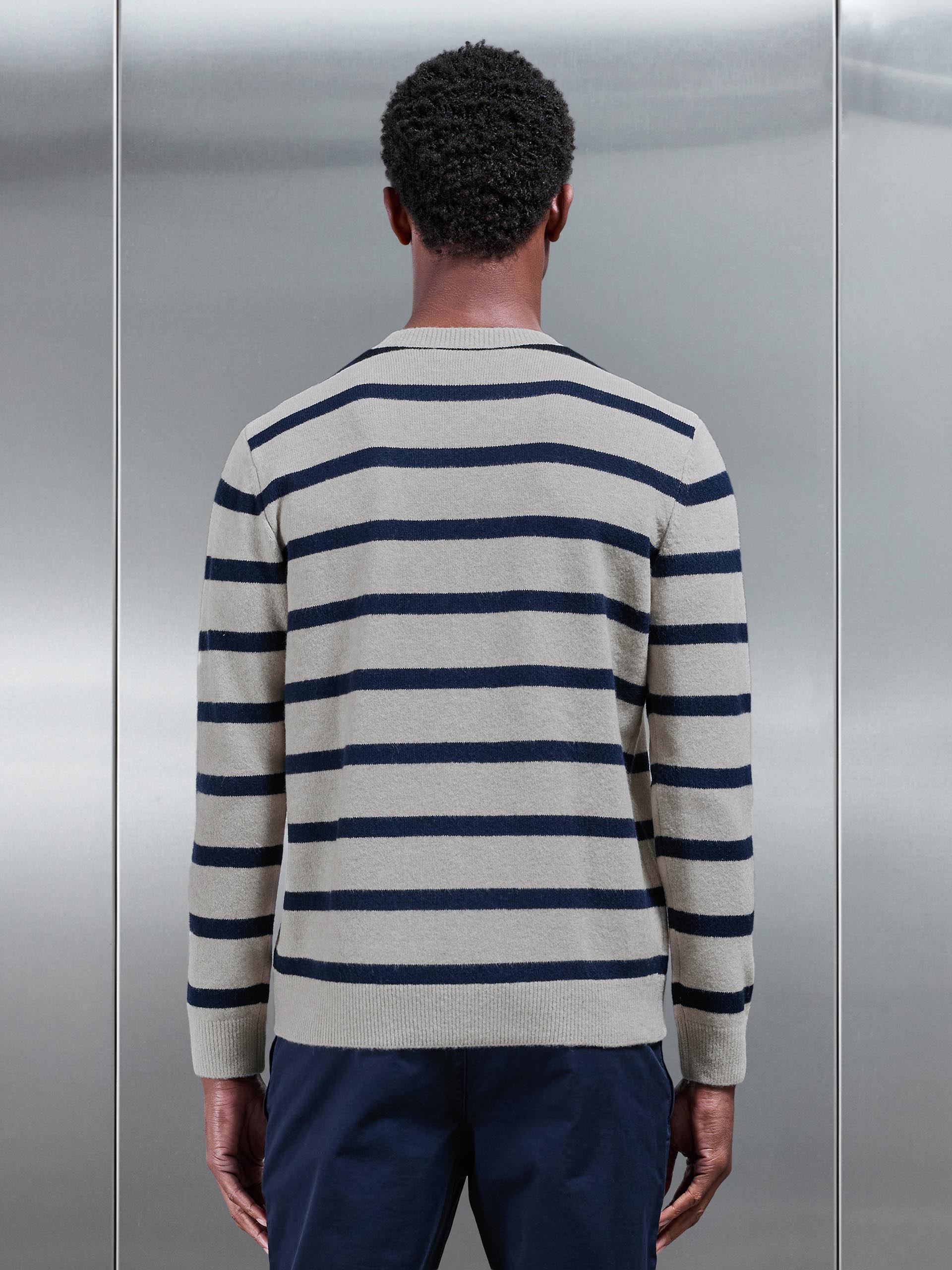 Chunky Wool Stripe Sweatshirt in Stone