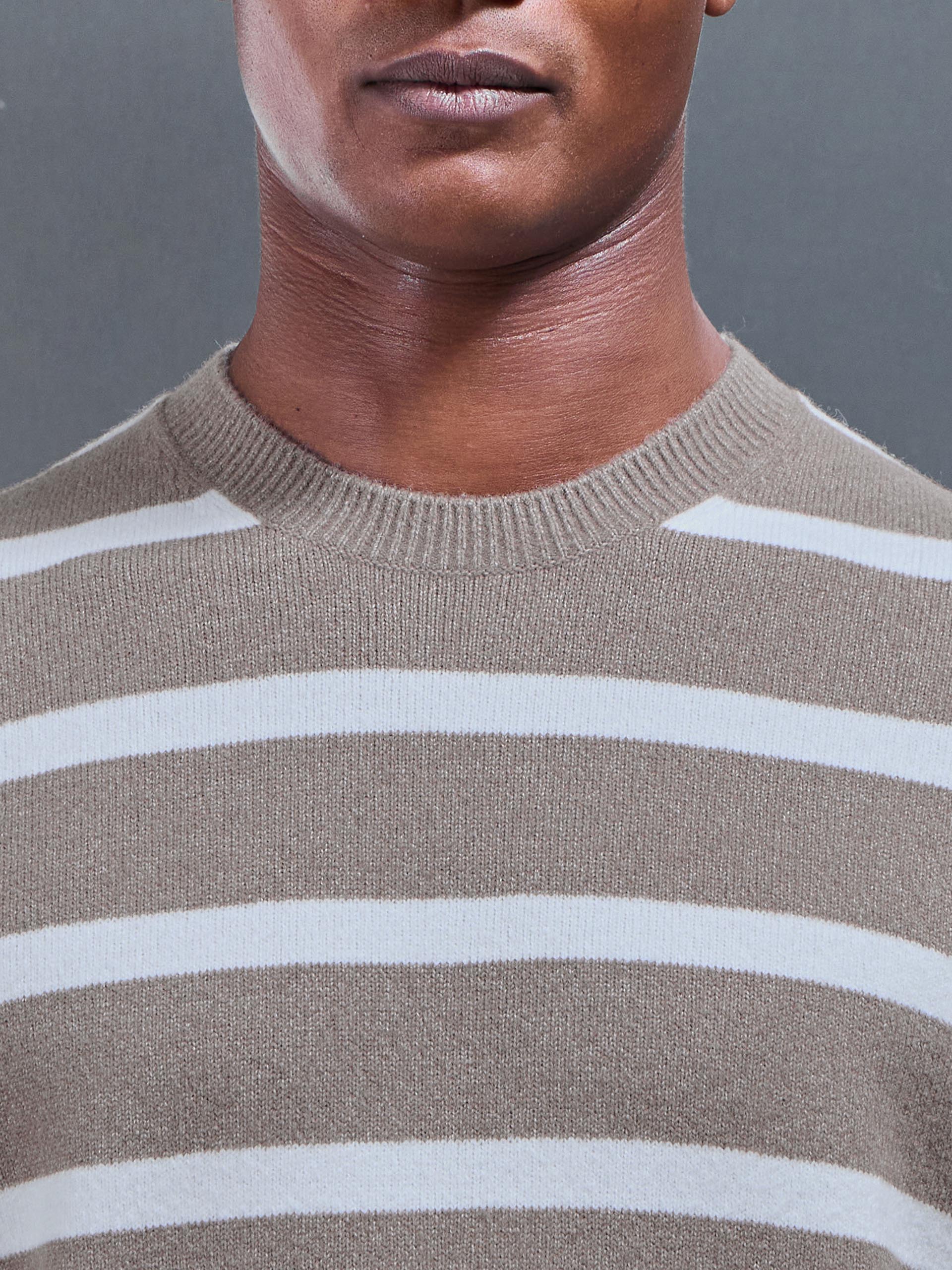 Chunky Wool Stripe Sweatshirt in Taupe